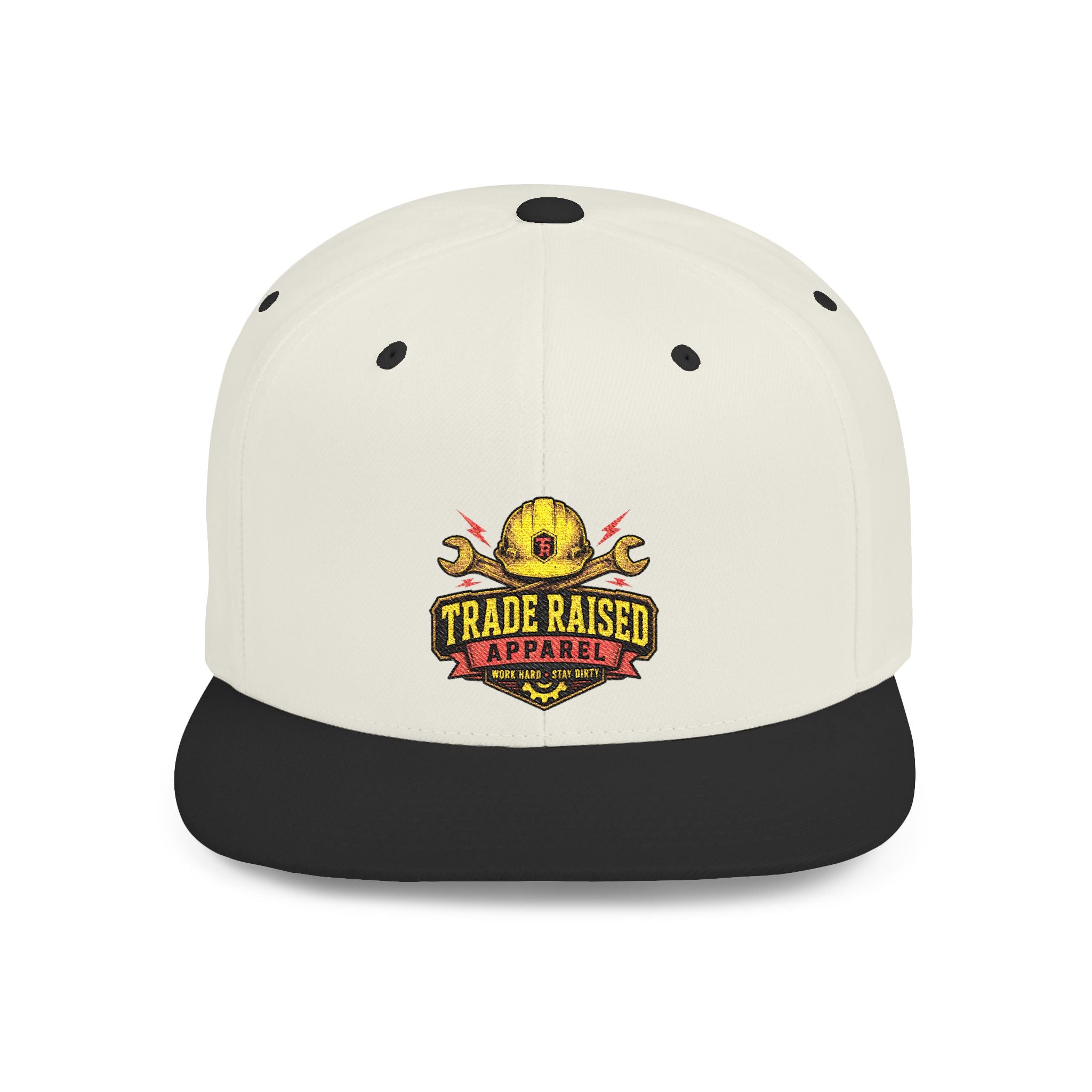 Flat Bill Snapback Hat — "Trade Raised" Logo Cap