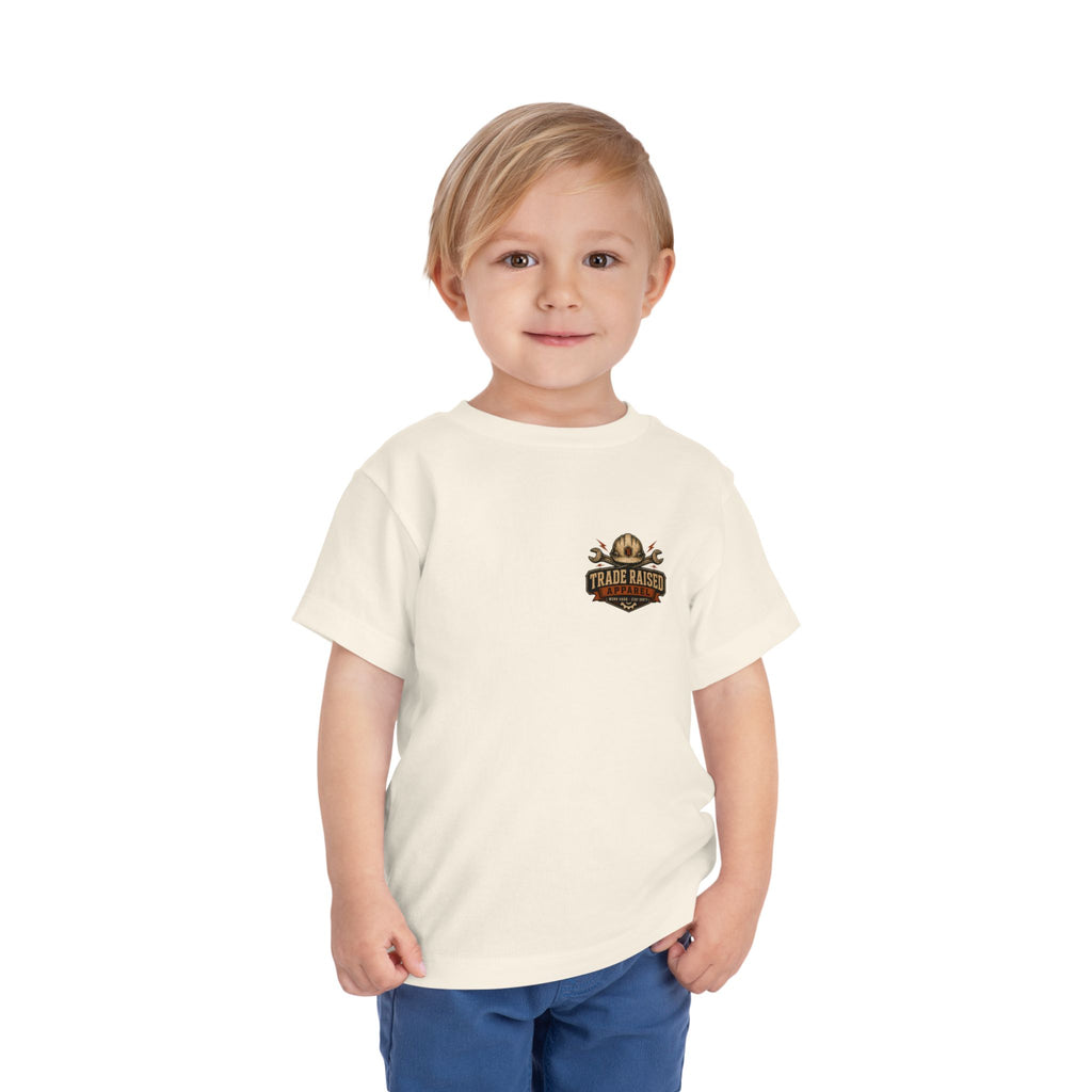 Toddler Tee — "Raised in the Trades" Blue Collar Kid Shirt