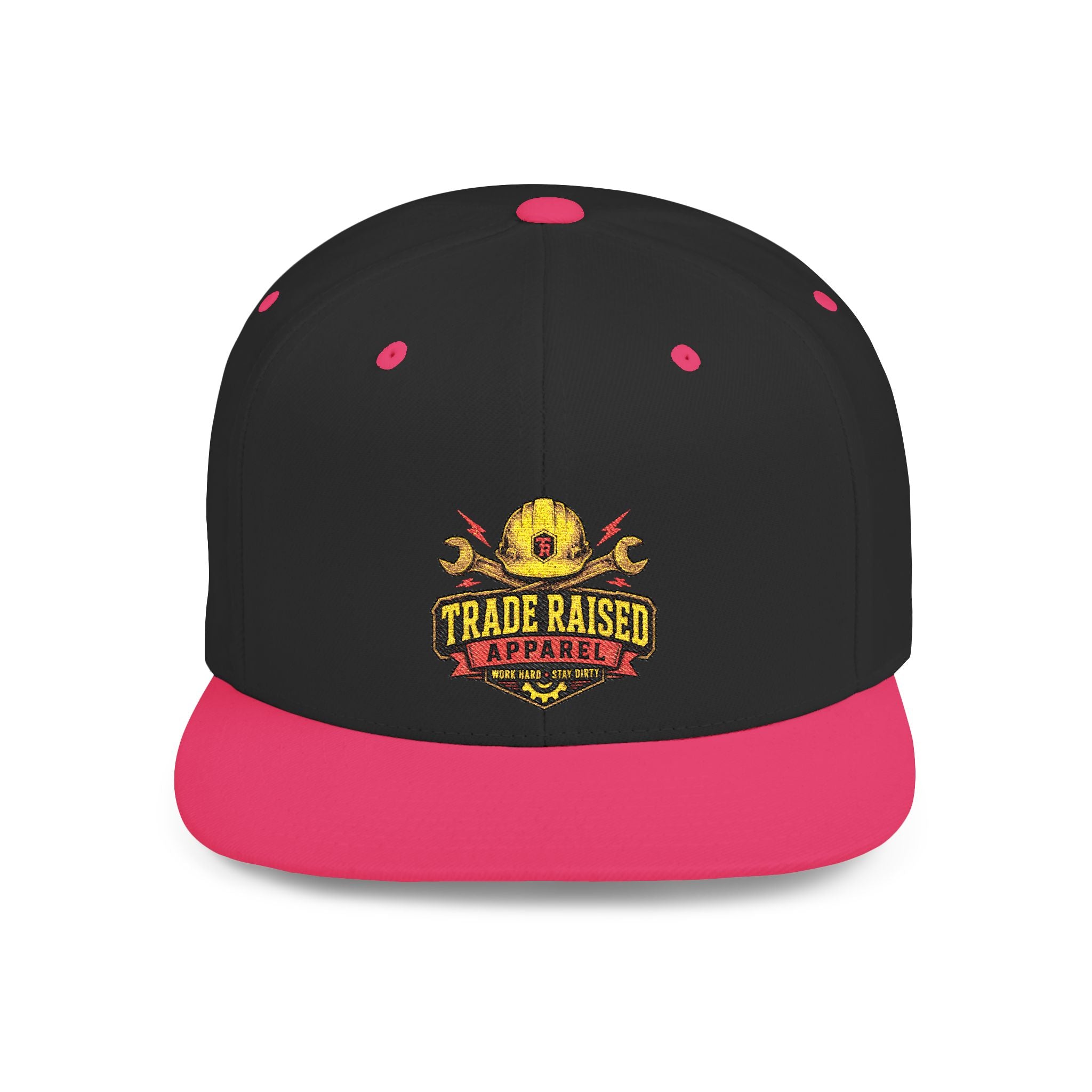 Flat Bill Snapback Hat — "Trade Raised" Logo Cap