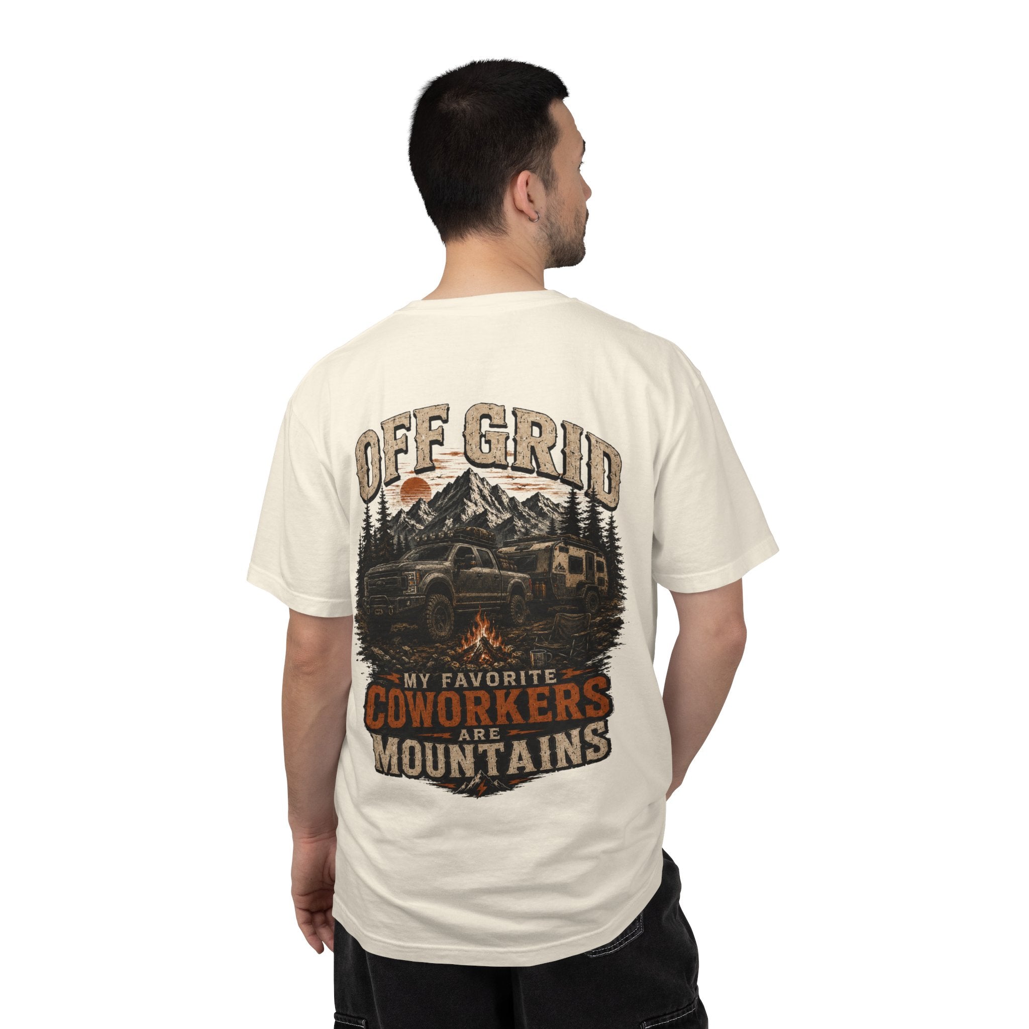 Off Grid Mountains T-Shirt — "Off Grid: My Favorite Coworkers Are Mountains" Adventure Tee