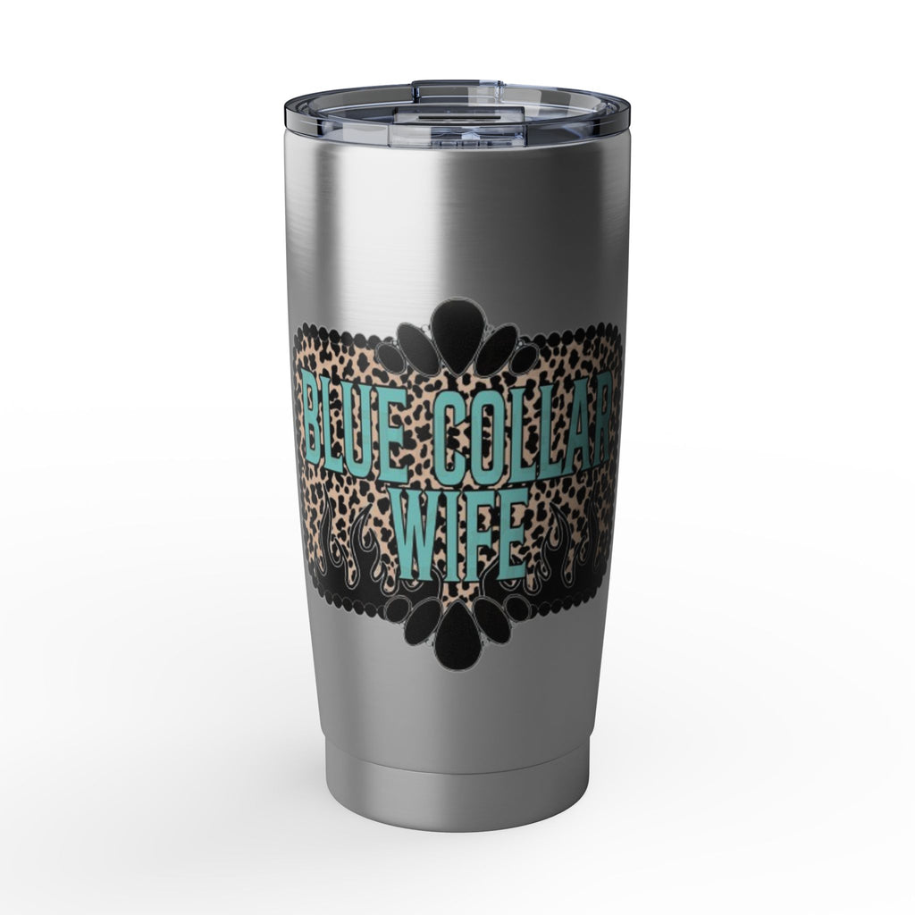 Blue Collar Wife Leopard Tumbler — 20oz Insulated Travel Cup