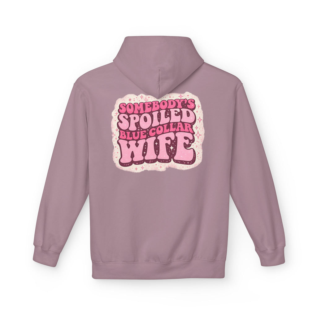 Somebody's Spoiled Blue Collar Wife Hoodie - Pink Retro Graphic Pullover