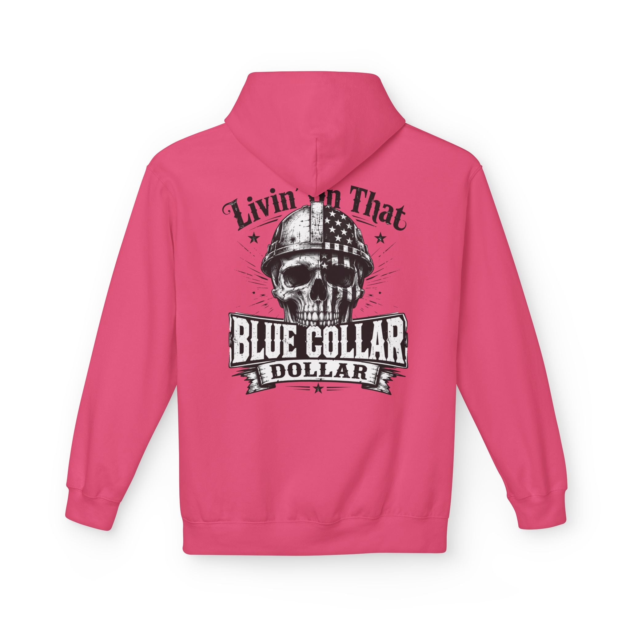 Blue Collar Dollar Hoodie — "Livin' That" Skull Workwear Pullover