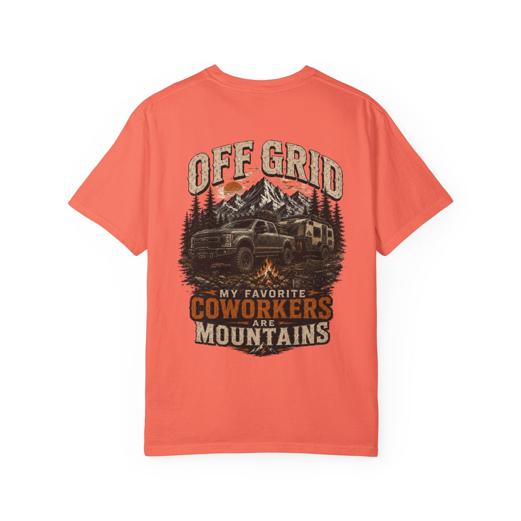 Off Grid Mountains T-Shirt — "Off Grid: My Favorite Coworkers Are Mountains" Adventure Tee