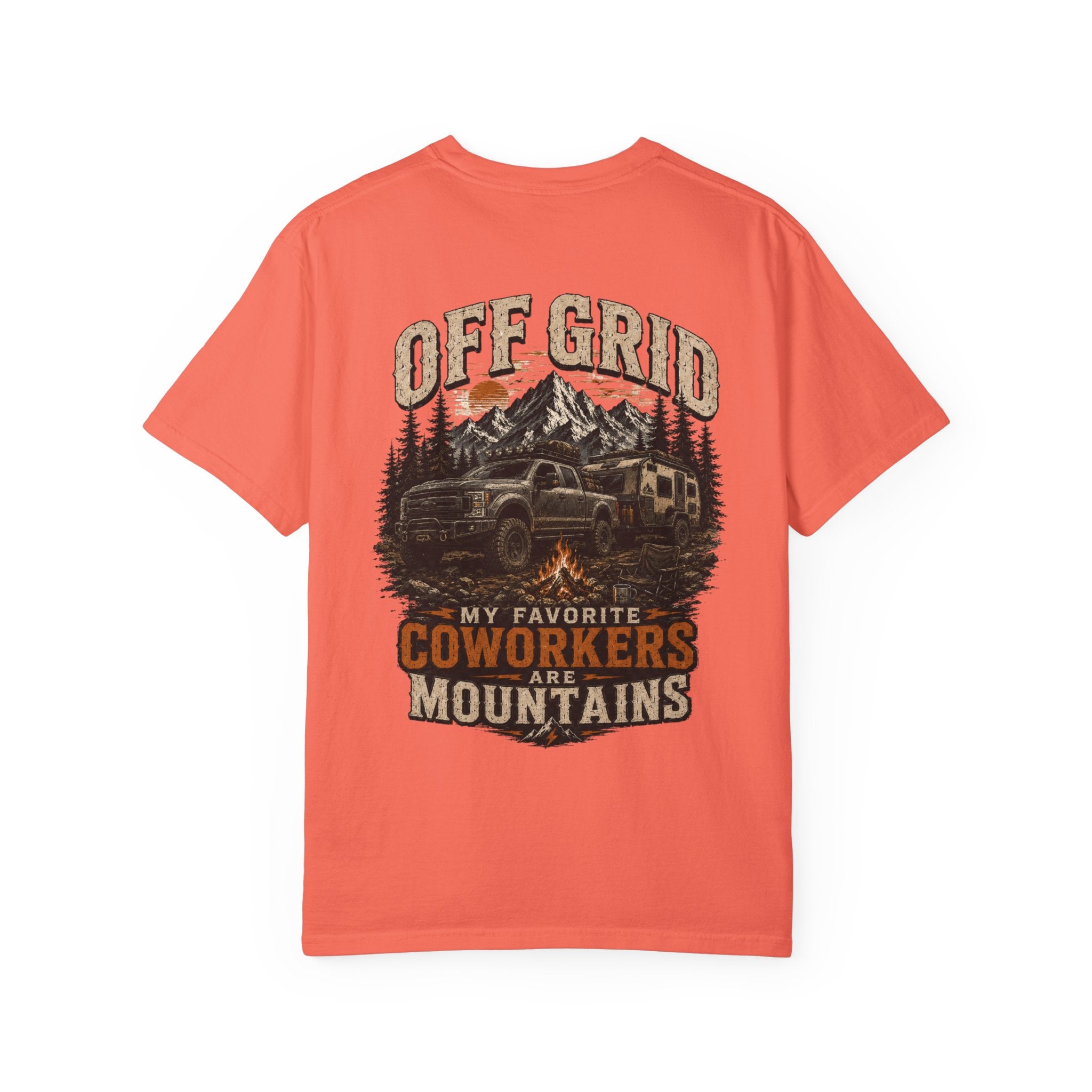 Off Grid Mountains T-Shirt — "Off Grid: My Favorite Coworkers Are Mountains" Adventure Tee
