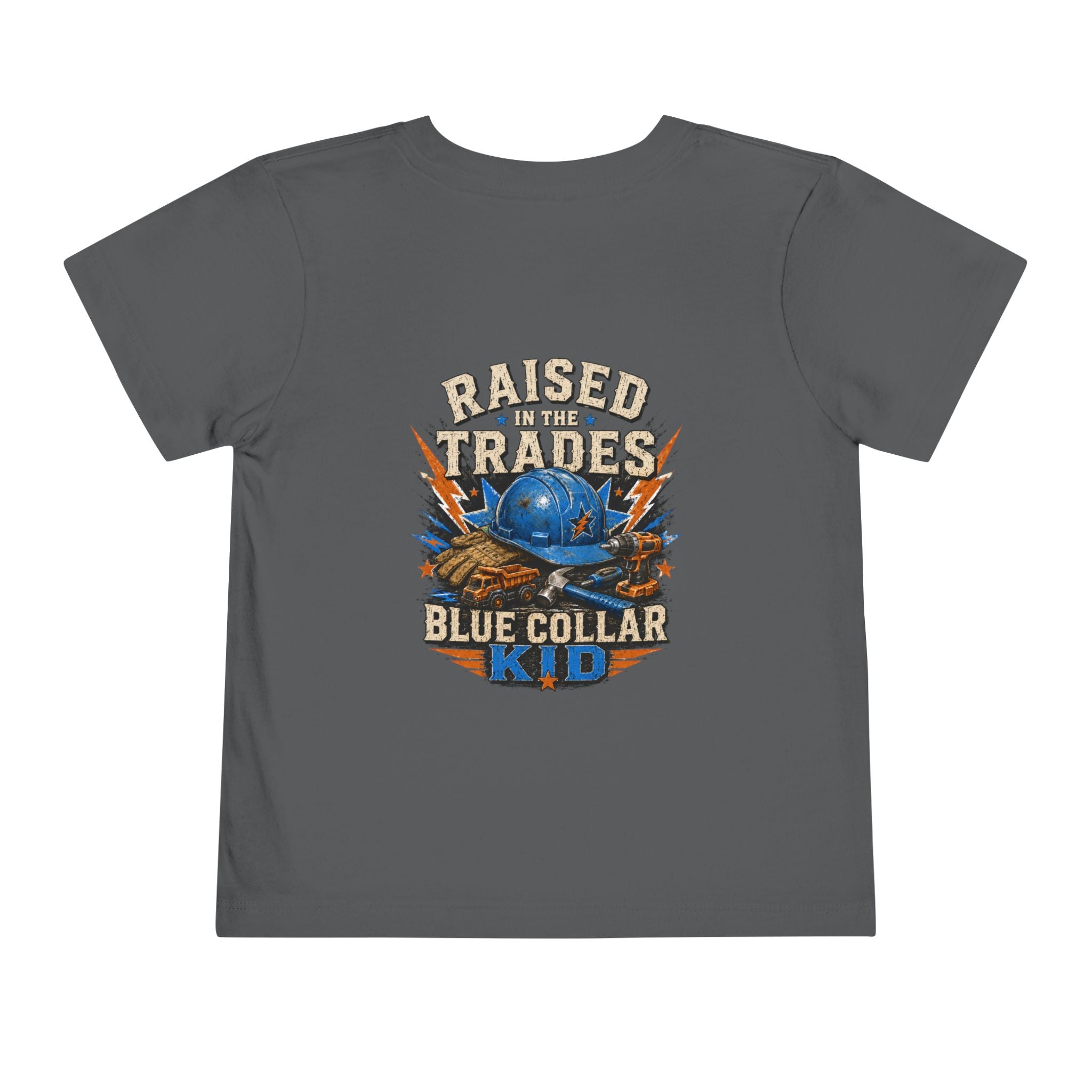 Toddler Tee — "Raised in the Trades" Blue Collar Kid Shirt