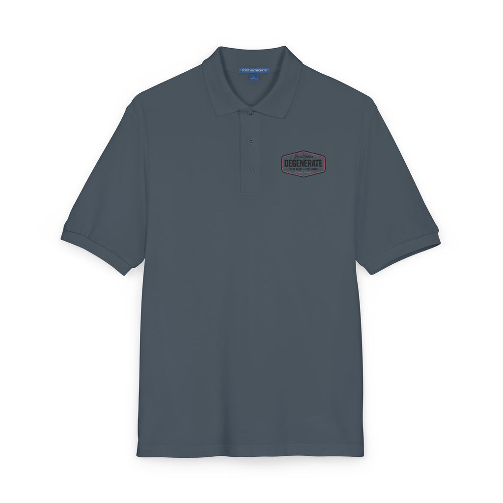 Embroidered Blue Collar Degenerate Polo Shirt