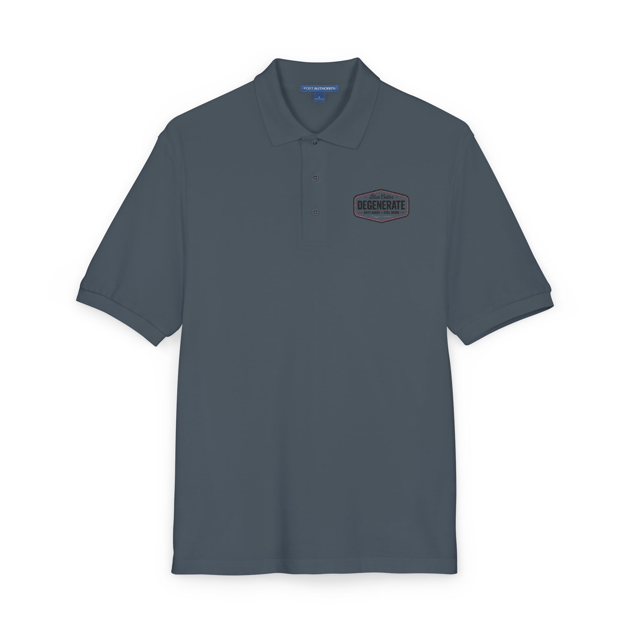 Embroidered Blue Collar Degenerate Polo Shirt