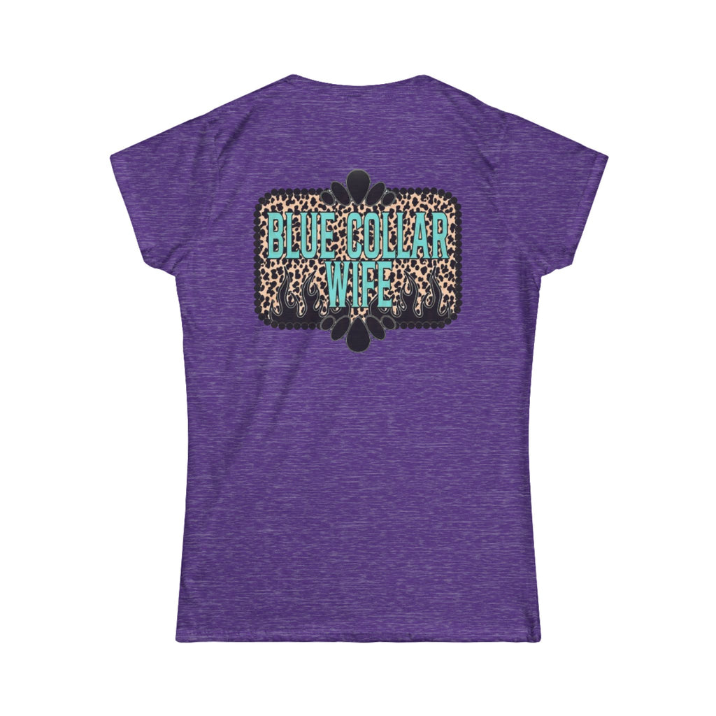 Blue Collar Wife Tee — Leopard Plaque Graphic Women's T‑Shirt