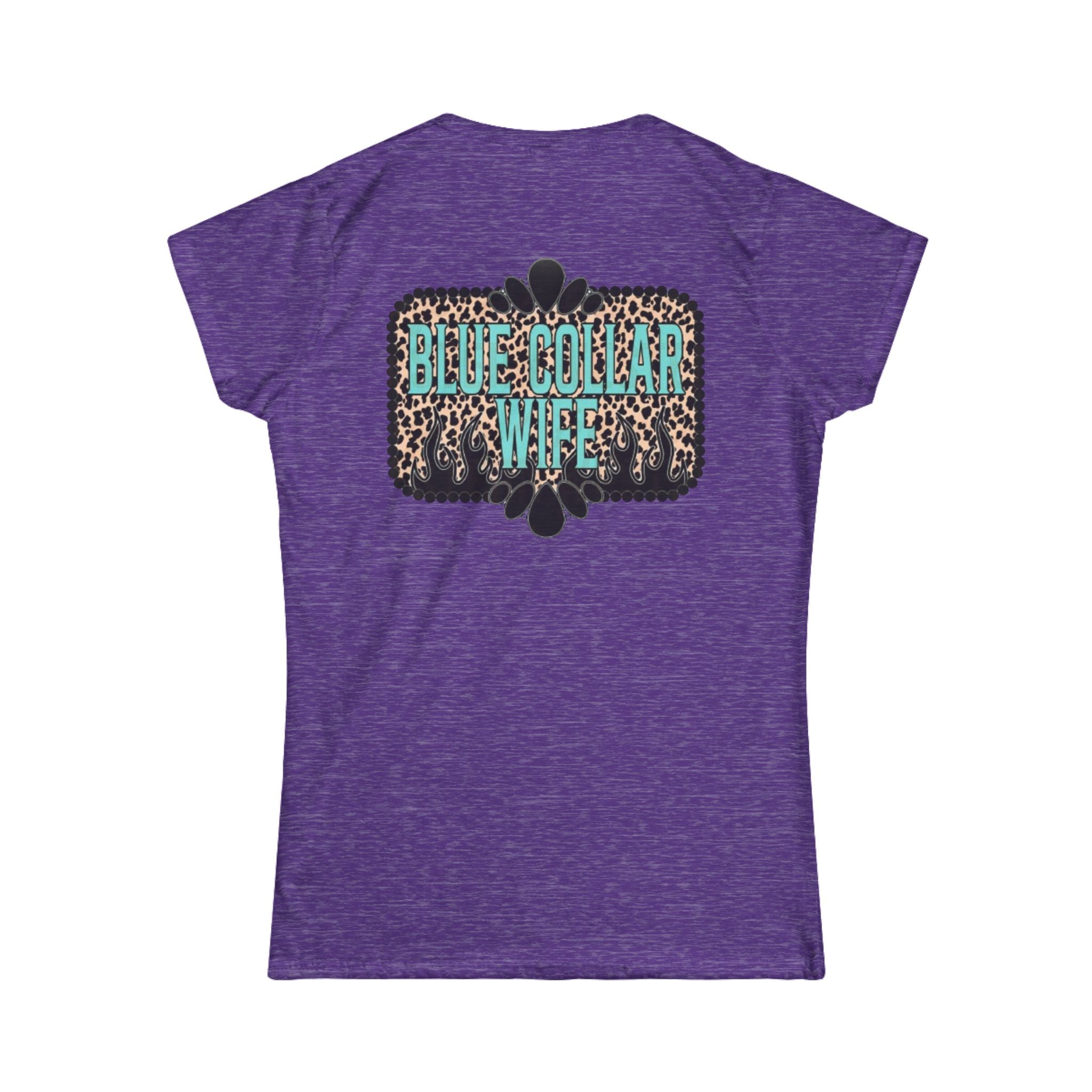Blue Collar Wife Tee — Leopard Plaque Graphic Women's T‑Shirt