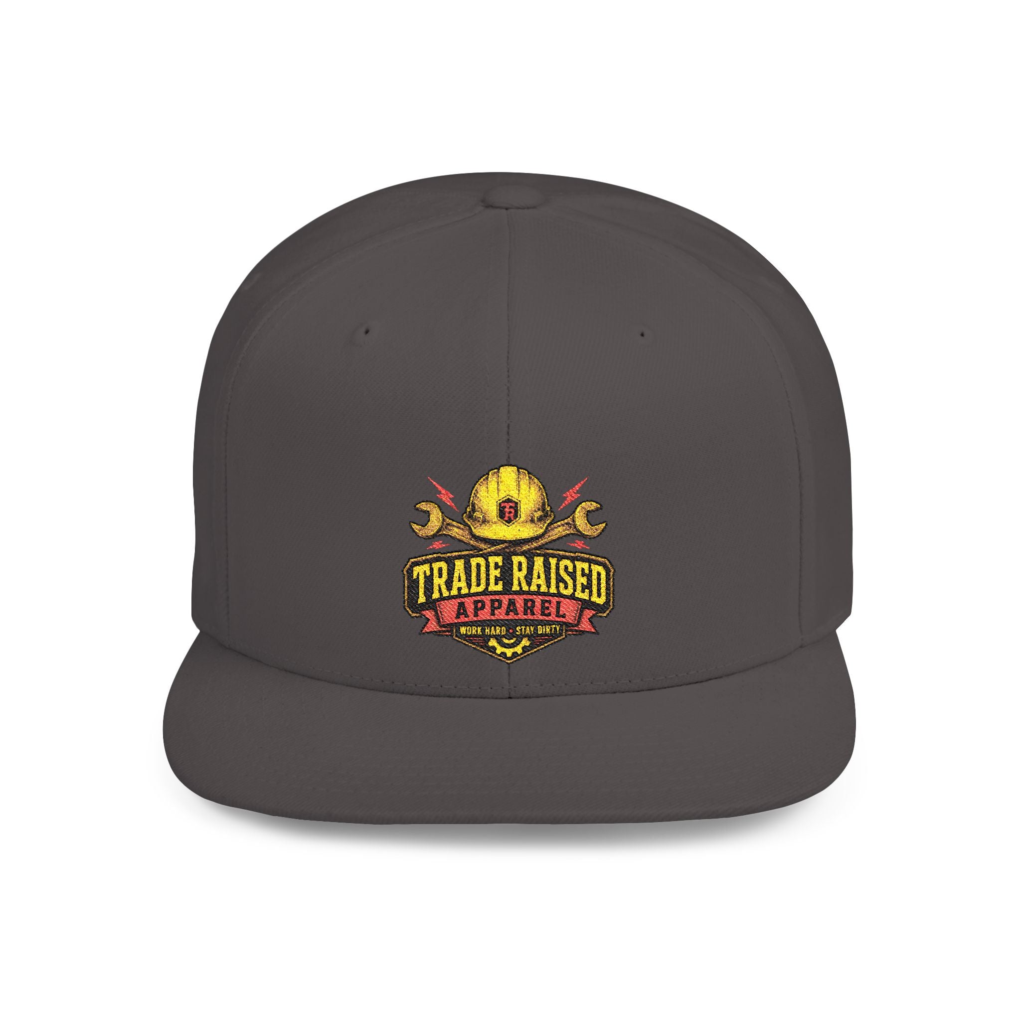 Flat Bill Snapback Hat — "Trade Raised" Logo Cap