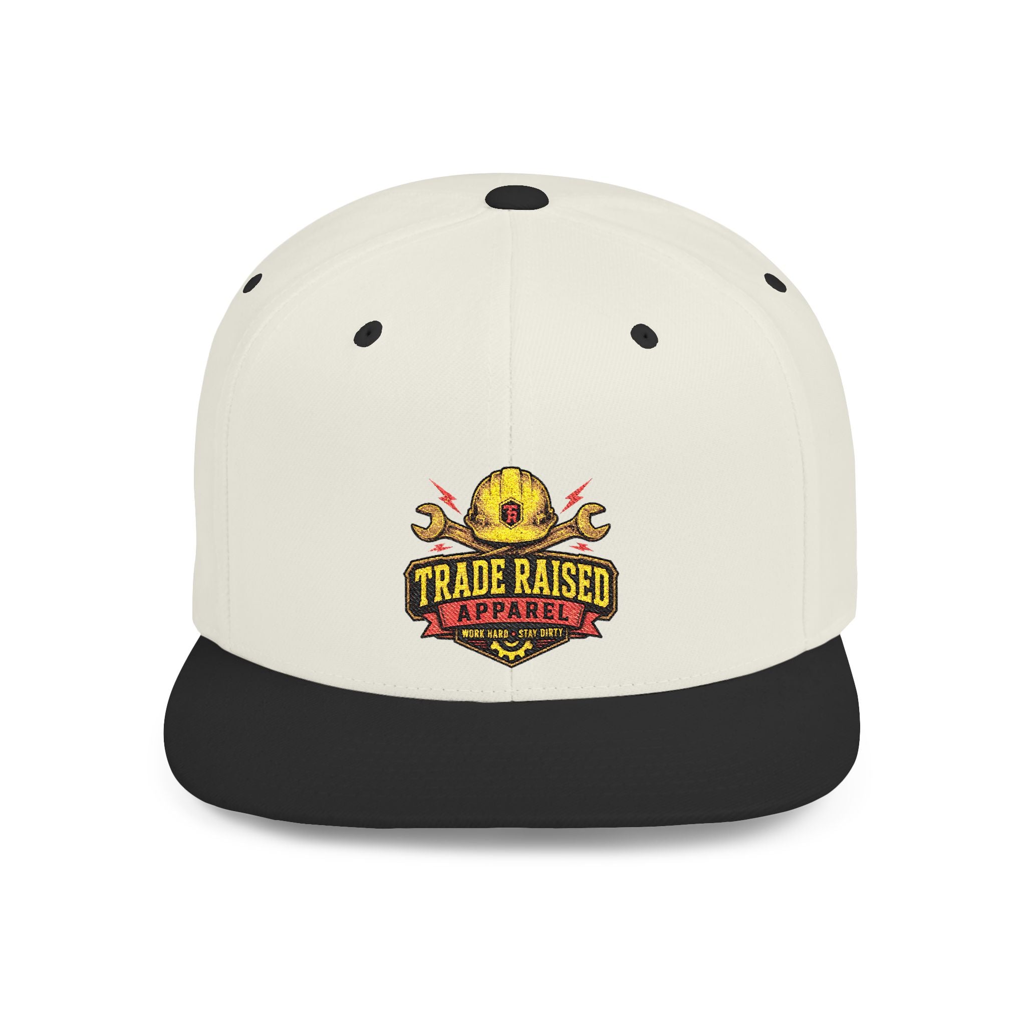 Flat Bill Snapback Hat — "Trade Raised" Logo Cap