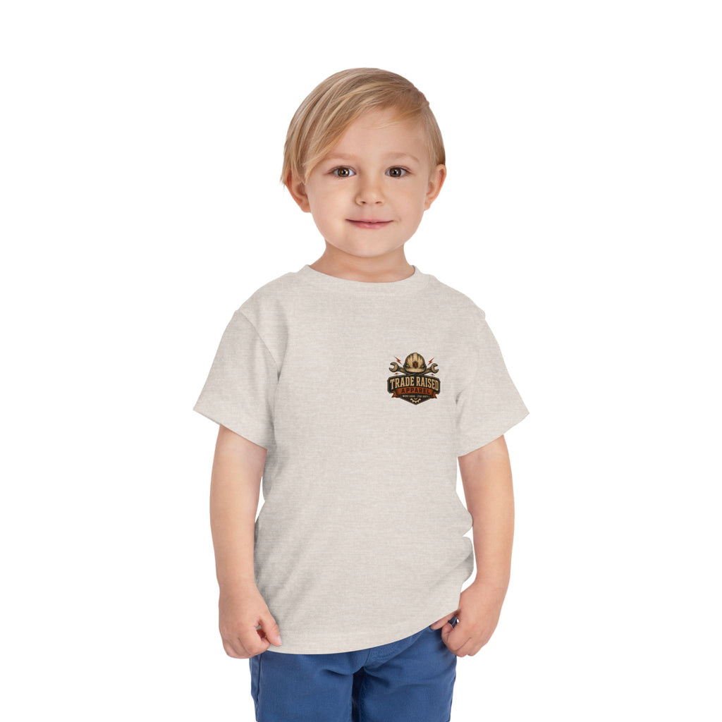 Toddler Tee — "Raised in the Trades" Blue Collar Kid Shirt