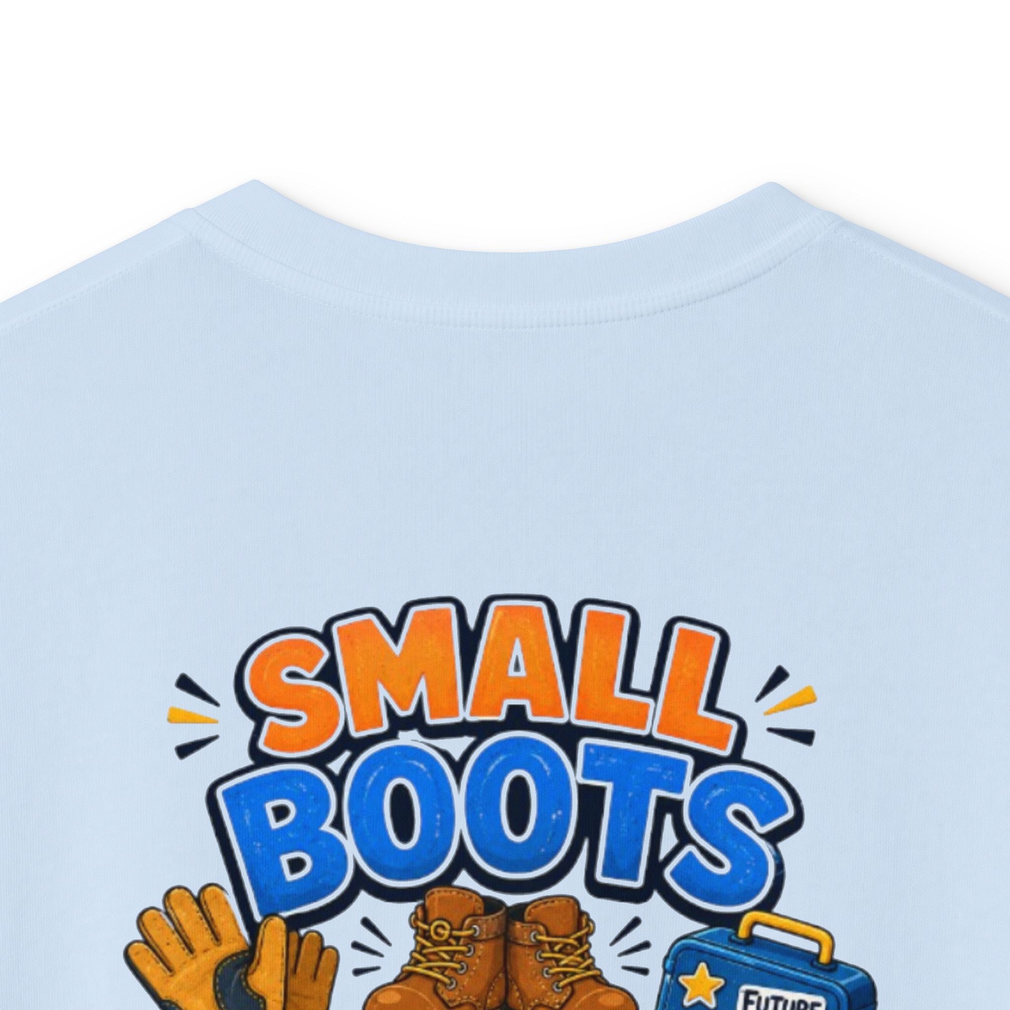 Kids Tee — "Small Boots Big Jobs" Construction Graphic Shirt for Young Builders