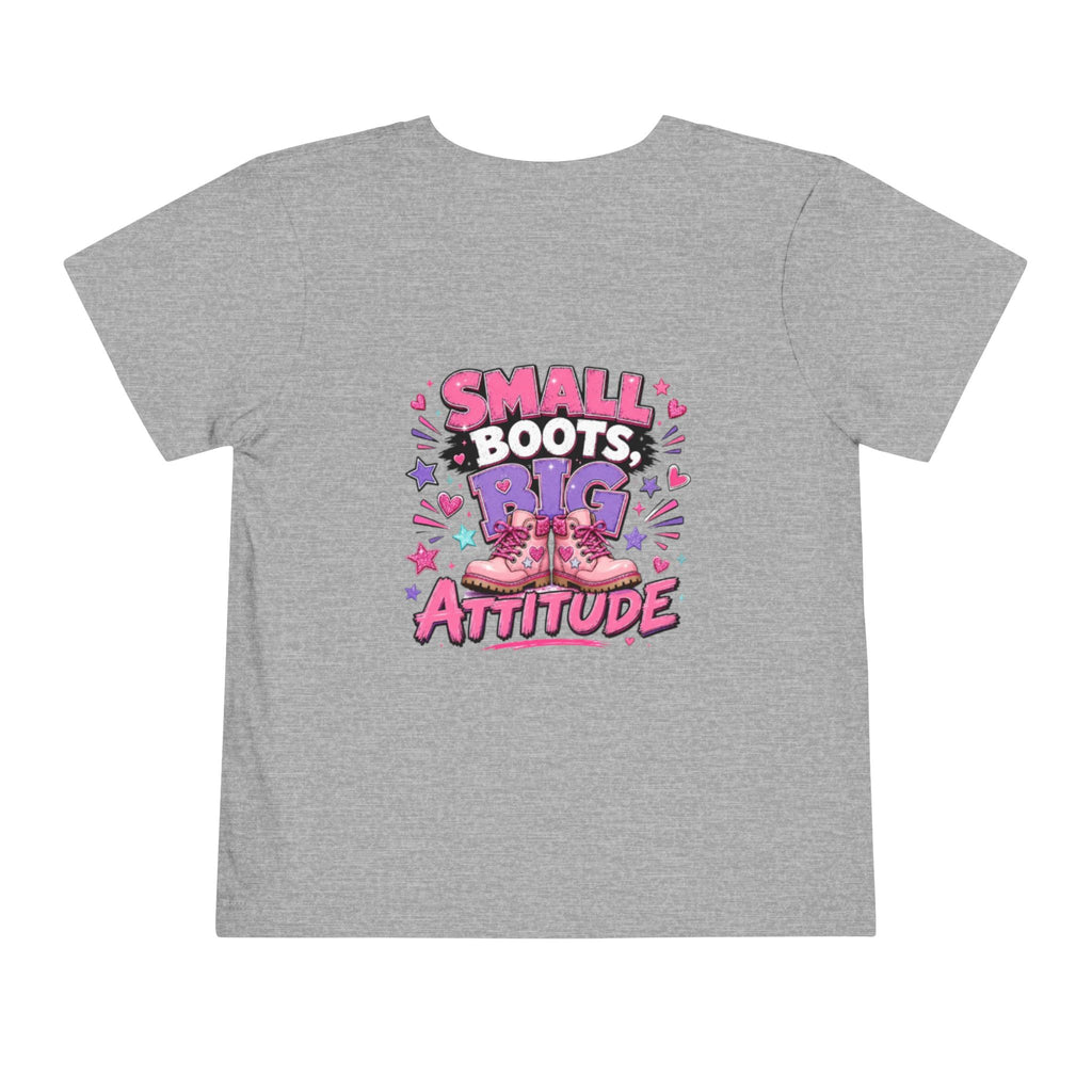 Toddler Tee — "Small Boots, Big Attitude" Pink Cowgirl Graphic
