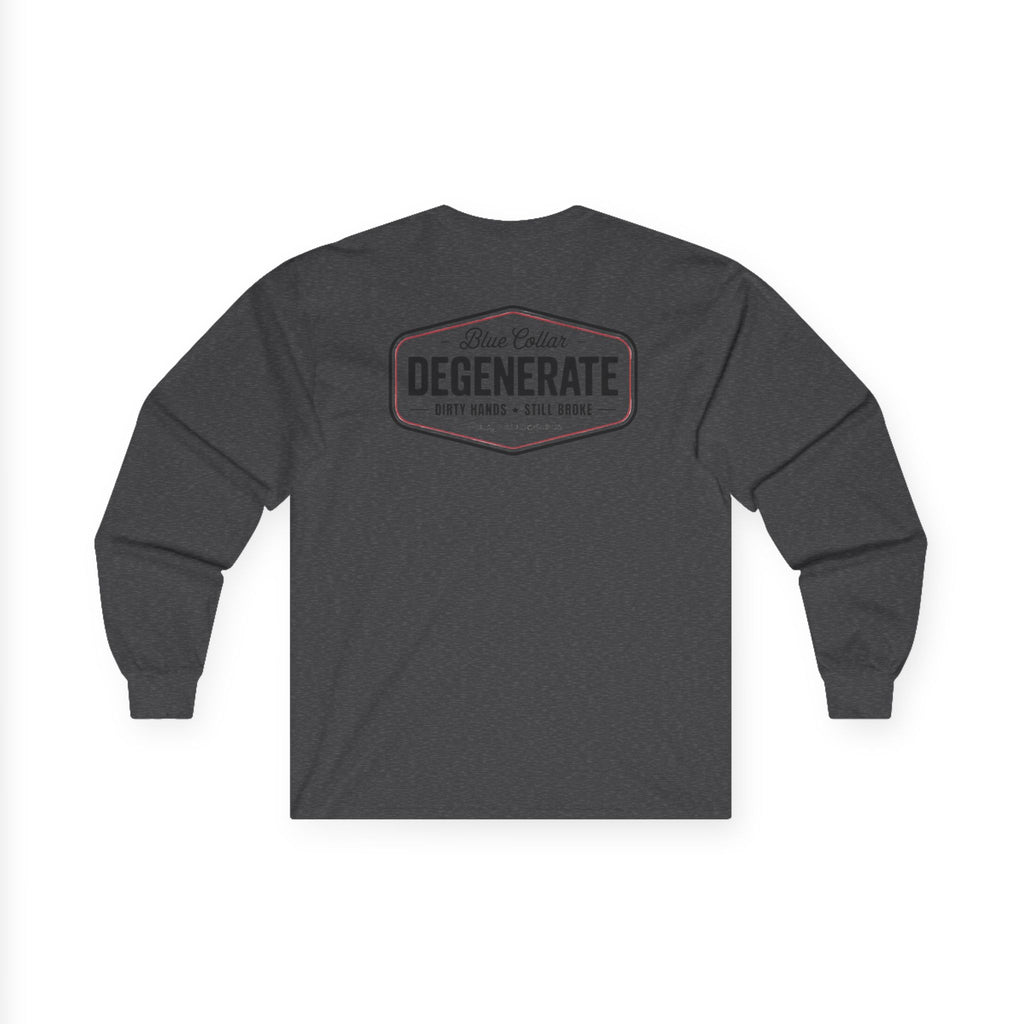 Degenerate Blue Collar Long Sleeve Tee — 'Blue Collar Degenerate' Workwear Shirt