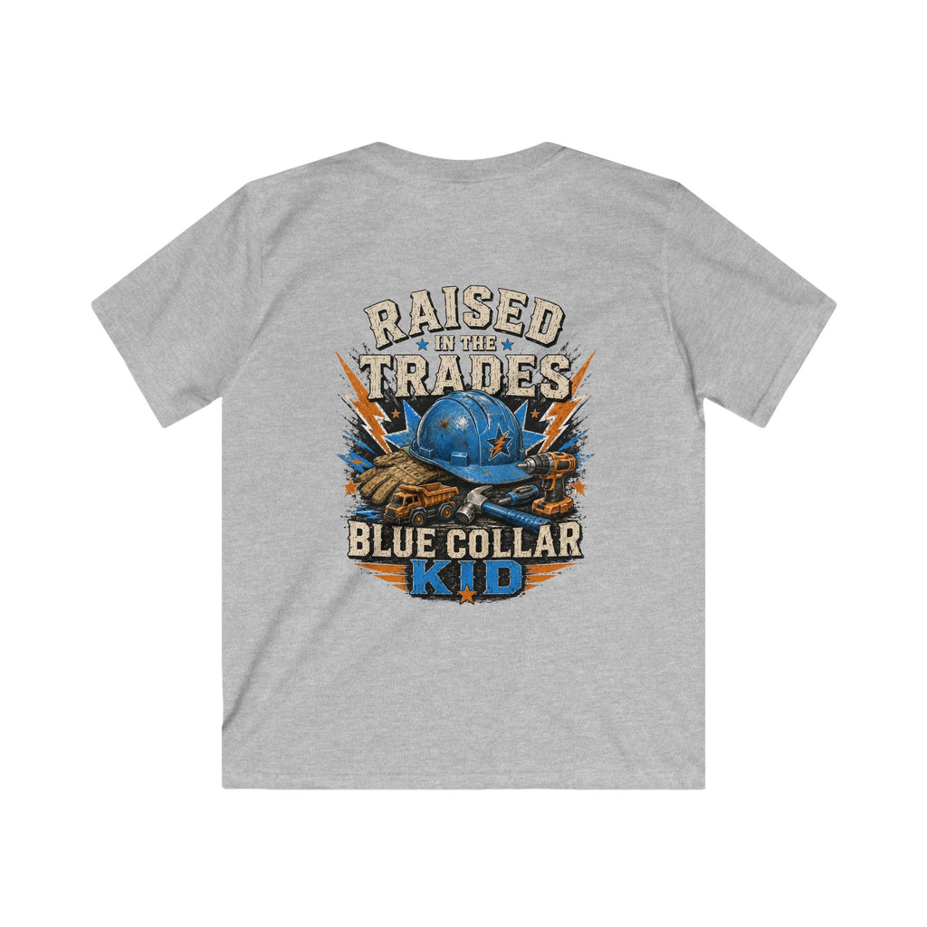 Kids T-Shirt - "Raised With Trades" Blue Collar Kid Graphic Tee