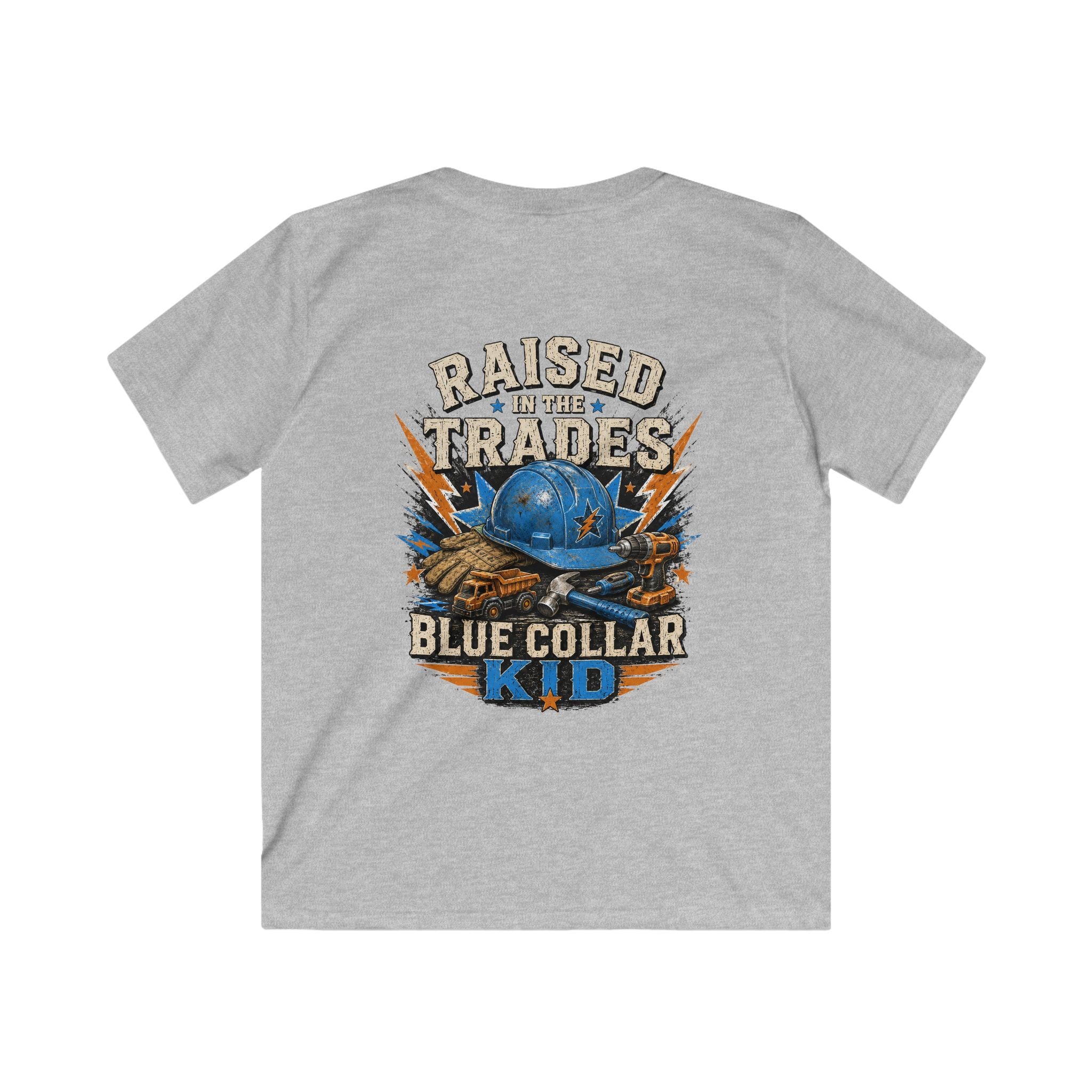 Kids T-Shirt - "Raised With Trades" Blue Collar Kid Graphic Tee