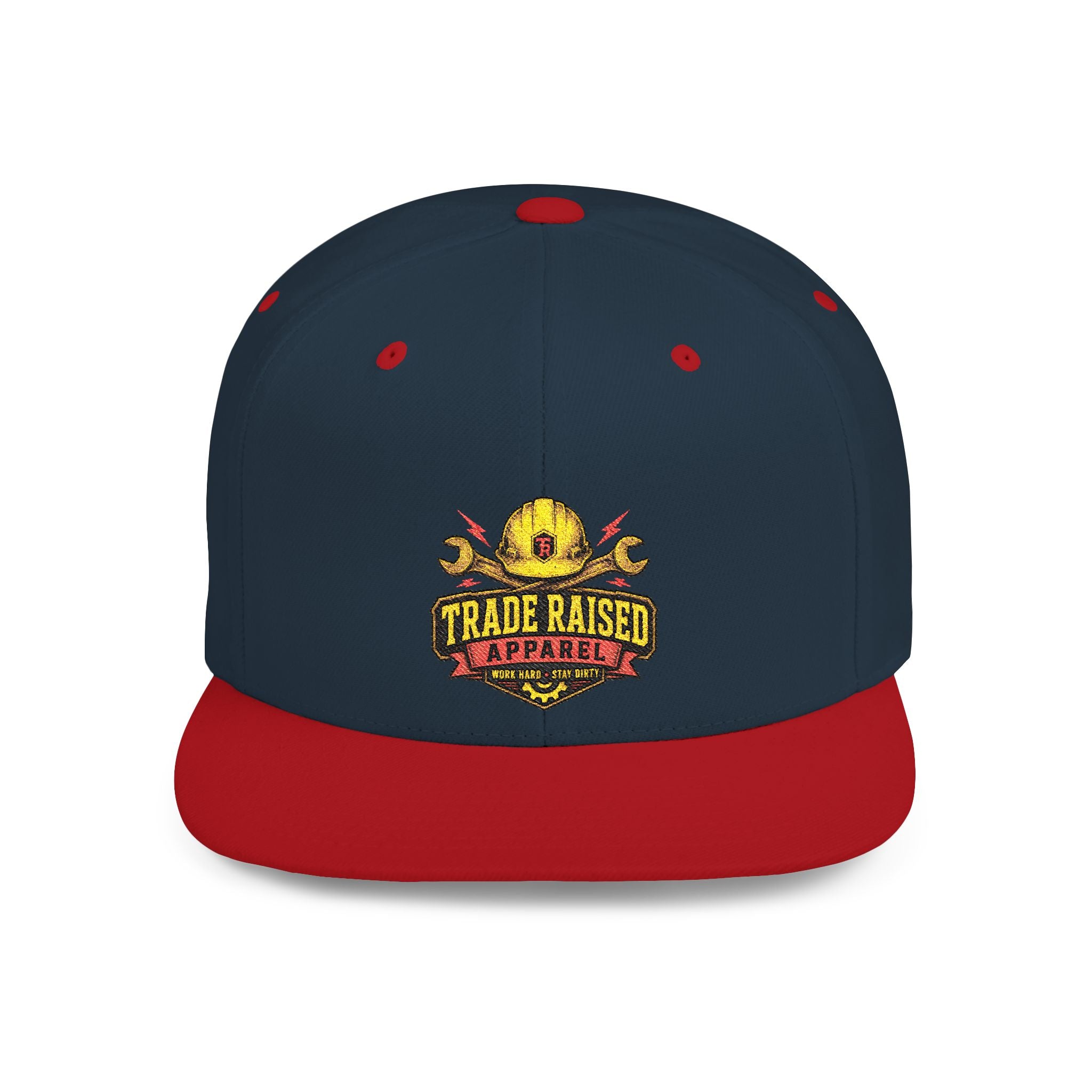 Flat Bill Snapback Hat — "Trade Raised" Logo Cap