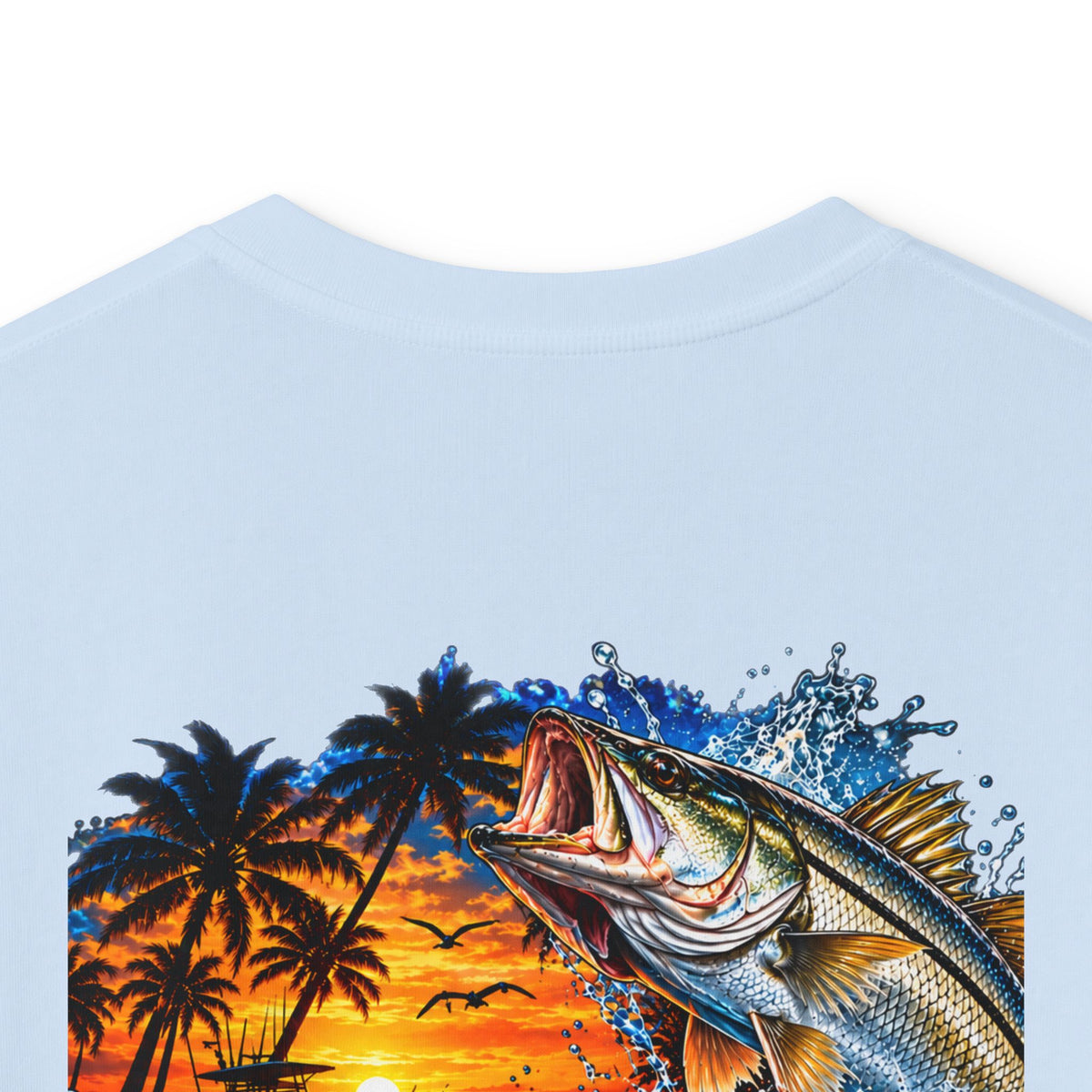 Kids Tee — Tropical Fishing Sunset Graphic (Back) with Small Front Logo