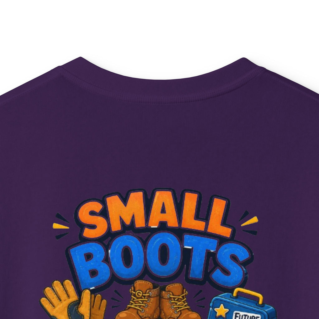 Kids Tee — "Small Boots Big Jobs" Construction Graphic Shirt for Young Builders