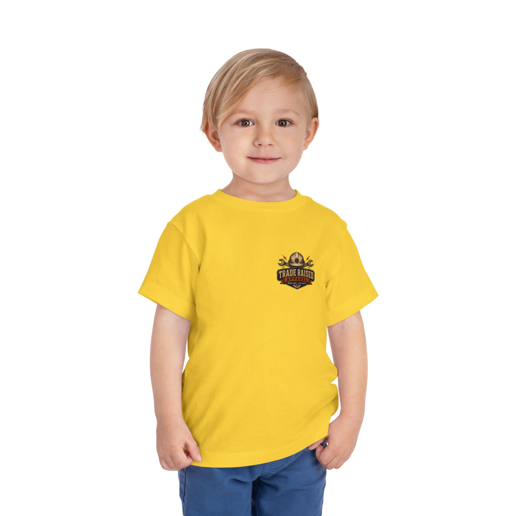 Toddler Tee — "Raised in the Trades" Blue Collar Kid Shirt