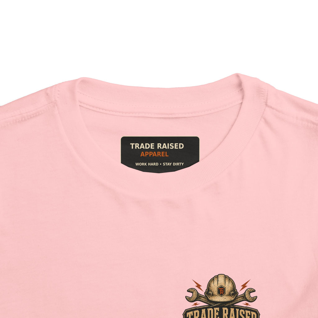 Toddler Tee — "Raised in the Trades" Blue Collar Kid Shirt