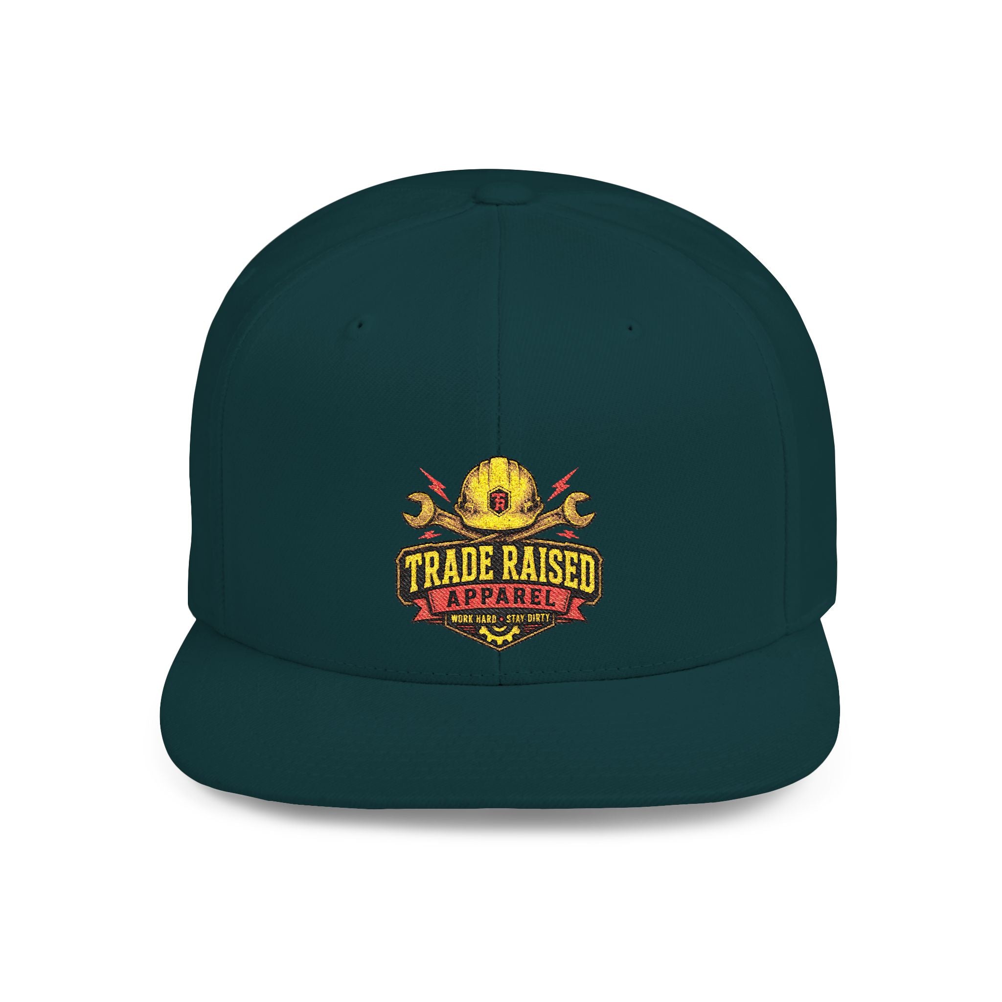Flat Bill Snapback Hat — "Trade Raised" Logo Cap
