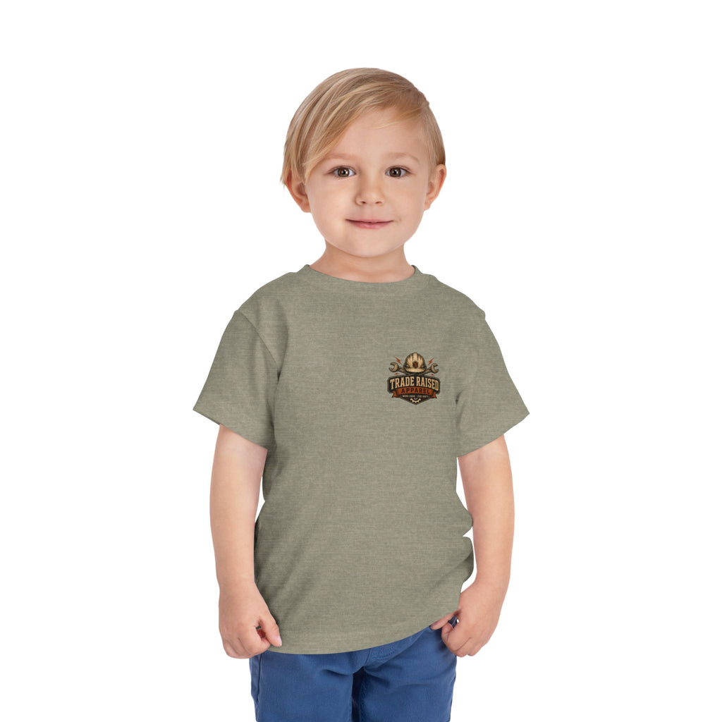 Toddler Tee — "Raised in the Trades" Blue Collar Kid Shirt