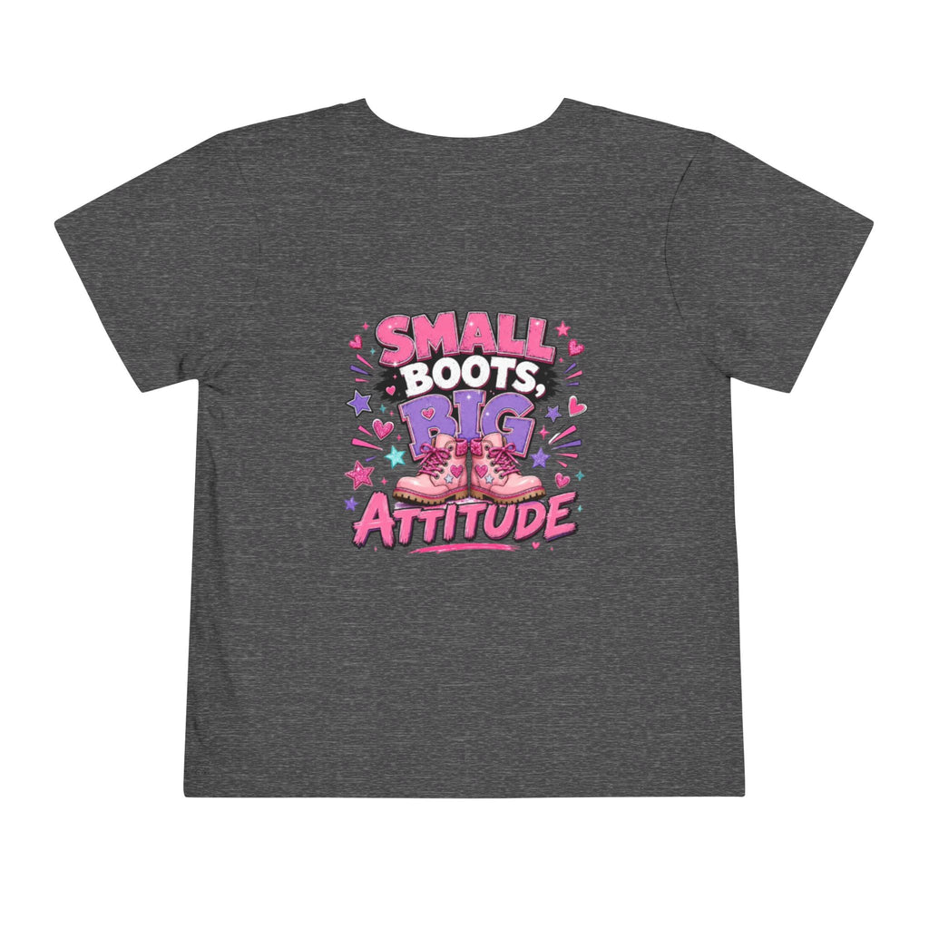 Toddler Tee — "Small Boots, Big Attitude" Pink Cowgirl Graphic