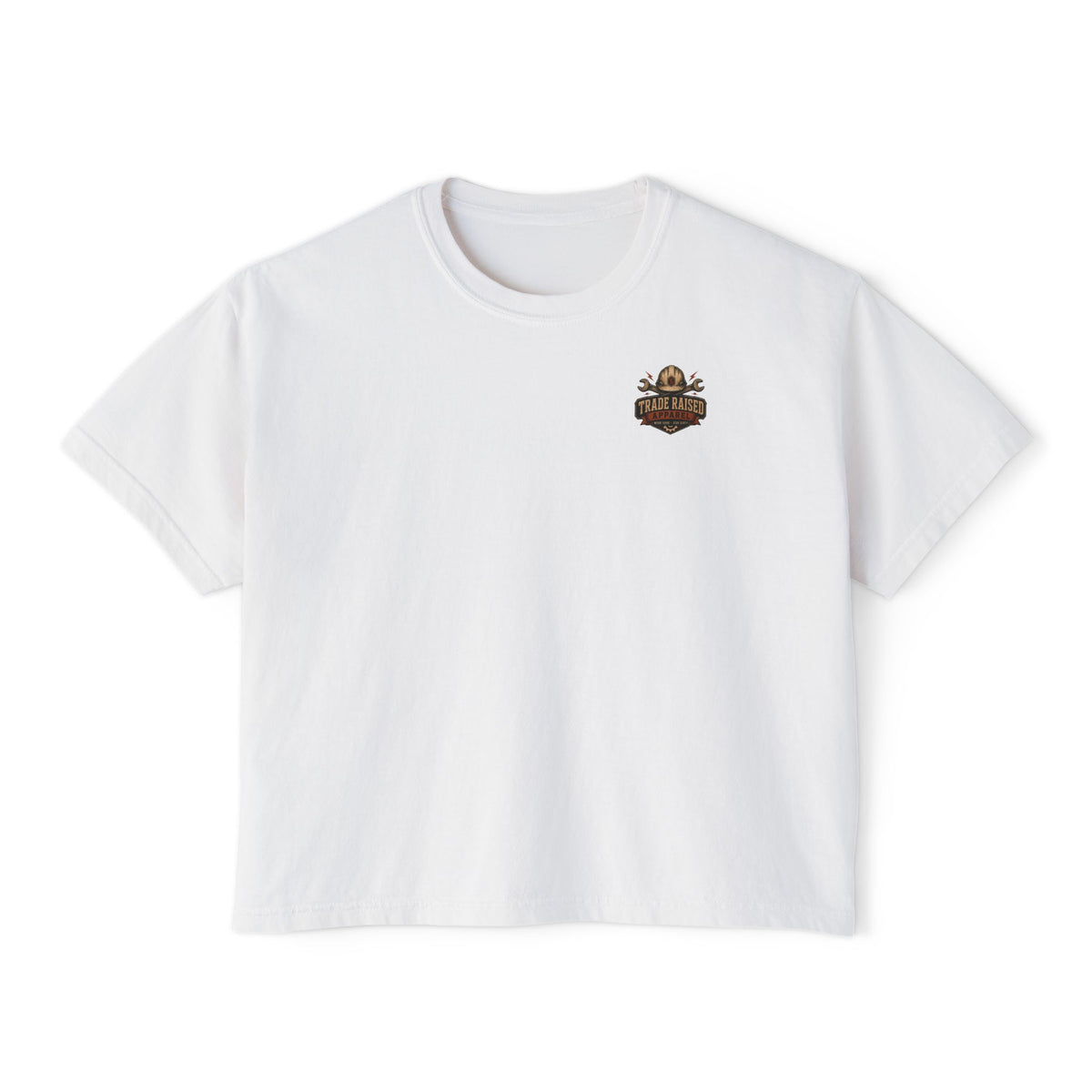 Blue Collar Brat Women's Boxy Tee — Retro Workwear Graphic Crop T-Shirt