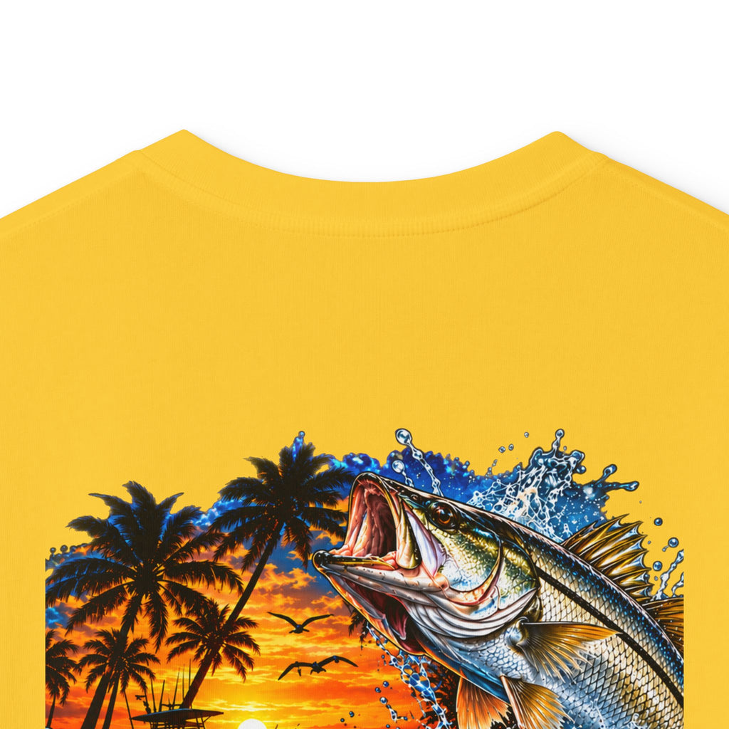 Kids Tee — Tropical Fishing Sunset Graphic (Back) with Small Front Logo