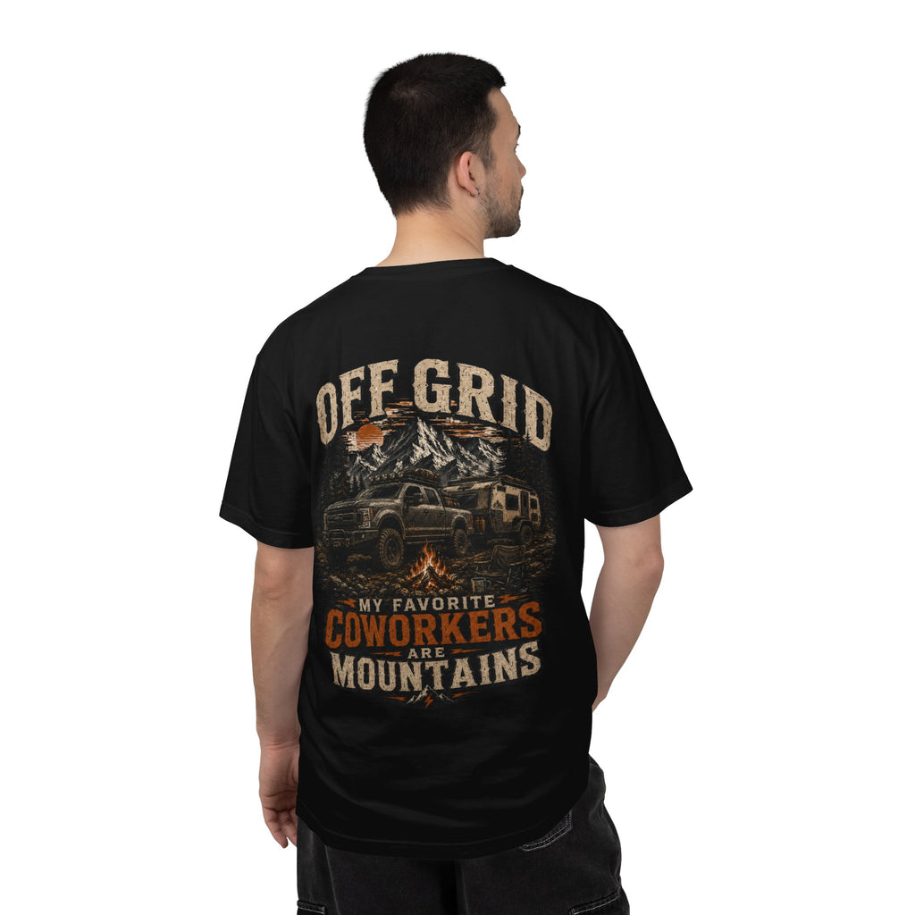 Off Grid Mountains T-Shirt — "Off Grid: My Favorite Coworkers Are Mountains" Adventure Tee