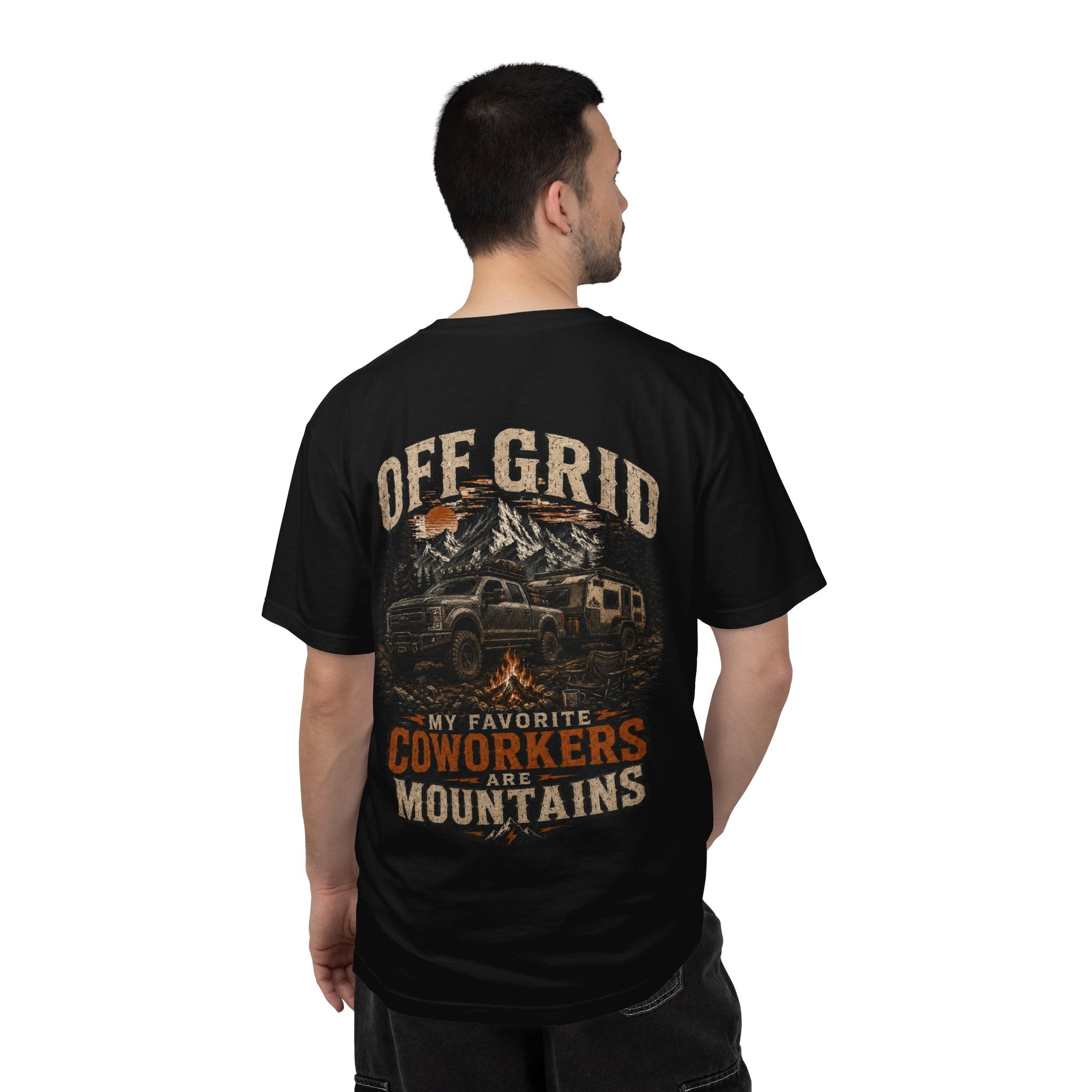 Off Grid Mountains T-Shirt — "Off Grid: My Favorite Coworkers Are Mountains" Adventure Tee