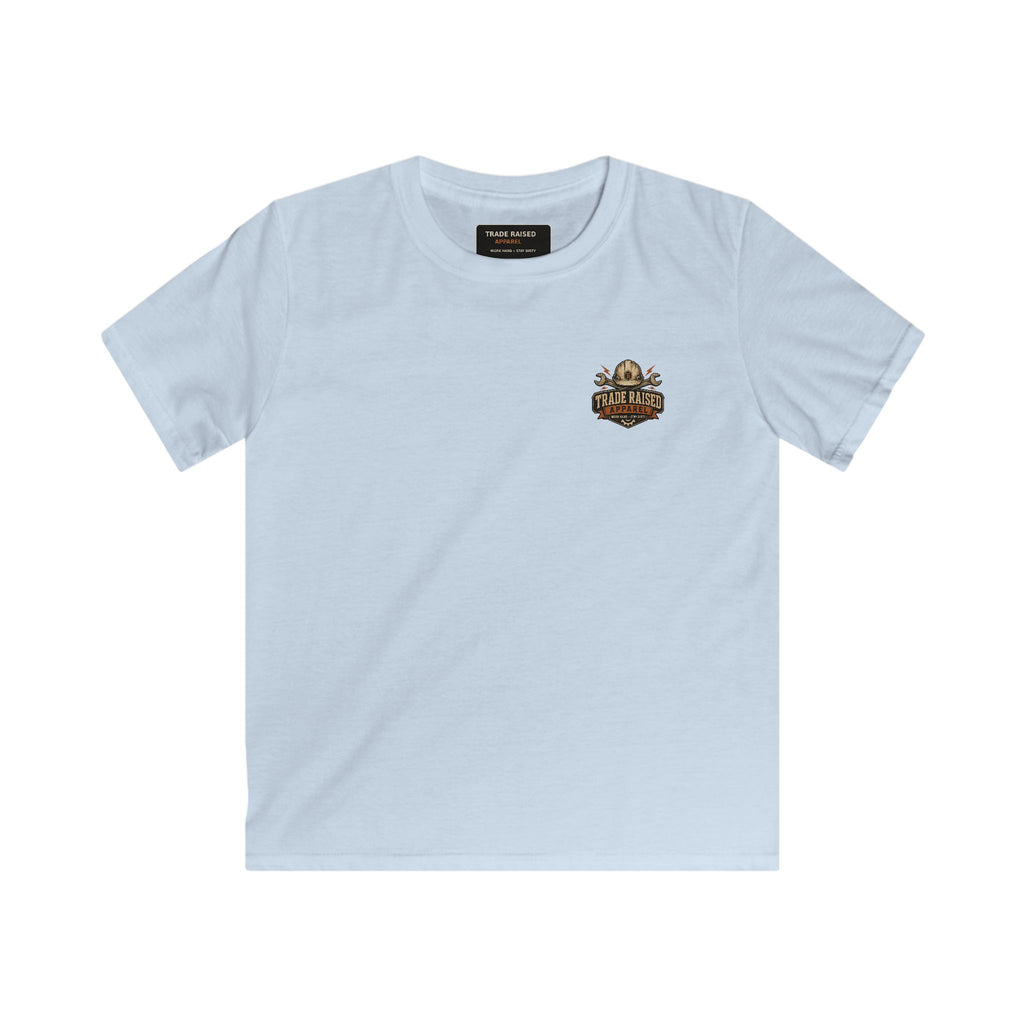 Kids T-Shirt - "Raised With Trades" Blue Collar Kid Graphic Tee