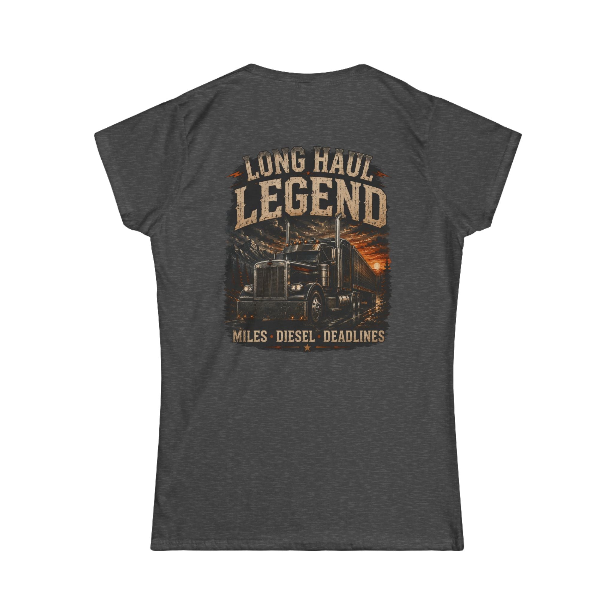 Long Haul Legend Women's Tee – Truck Driver Miles, Diesel Deadlines Graphic Shirt