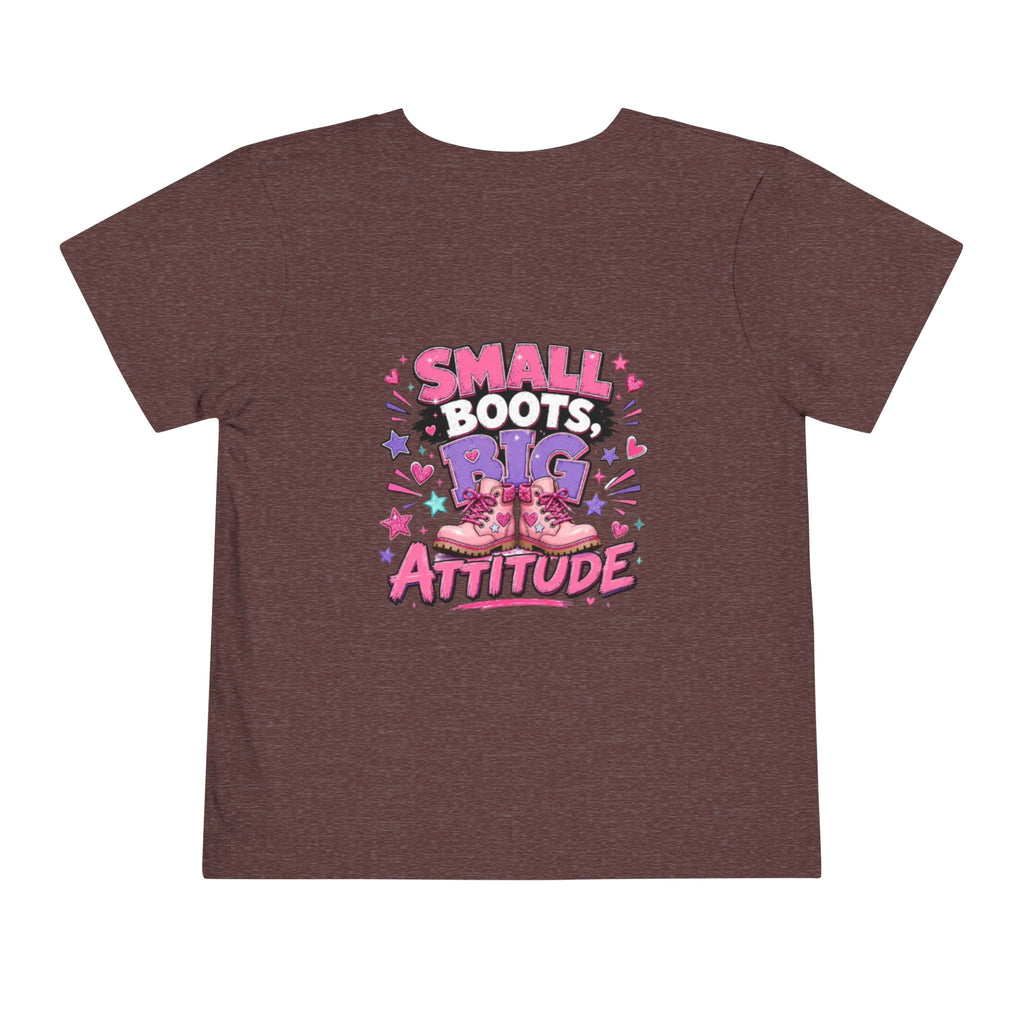 Toddler Tee — "Small Boots, Big Attitude" Pink Cowgirl Graphic