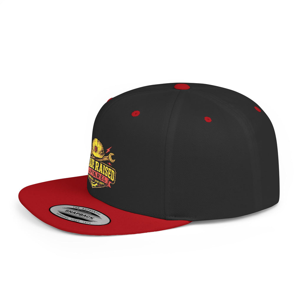 Flat Bill Snapback Hat — "Trade Raised" Logo Cap