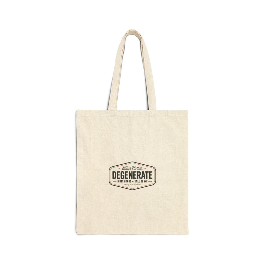 Tote Bag — 'Degenerate' Vintage Badge Cotton Canvas Tote