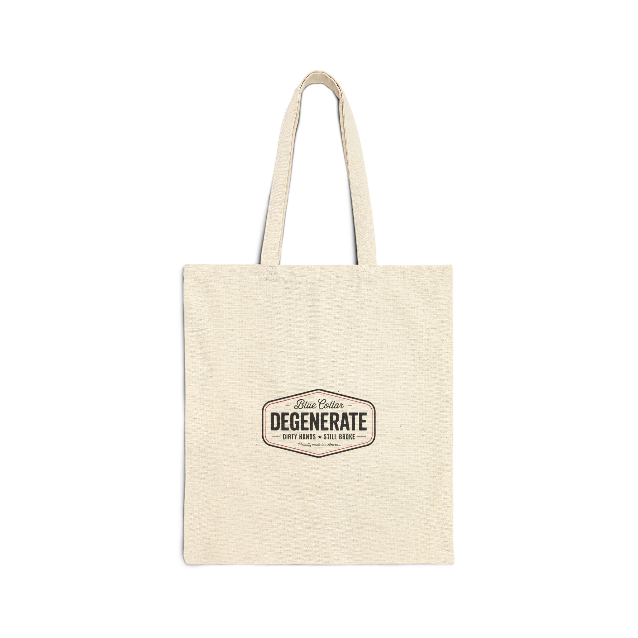 Tote Bag — 'Degenerate' Vintage Badge Cotton Canvas Tote