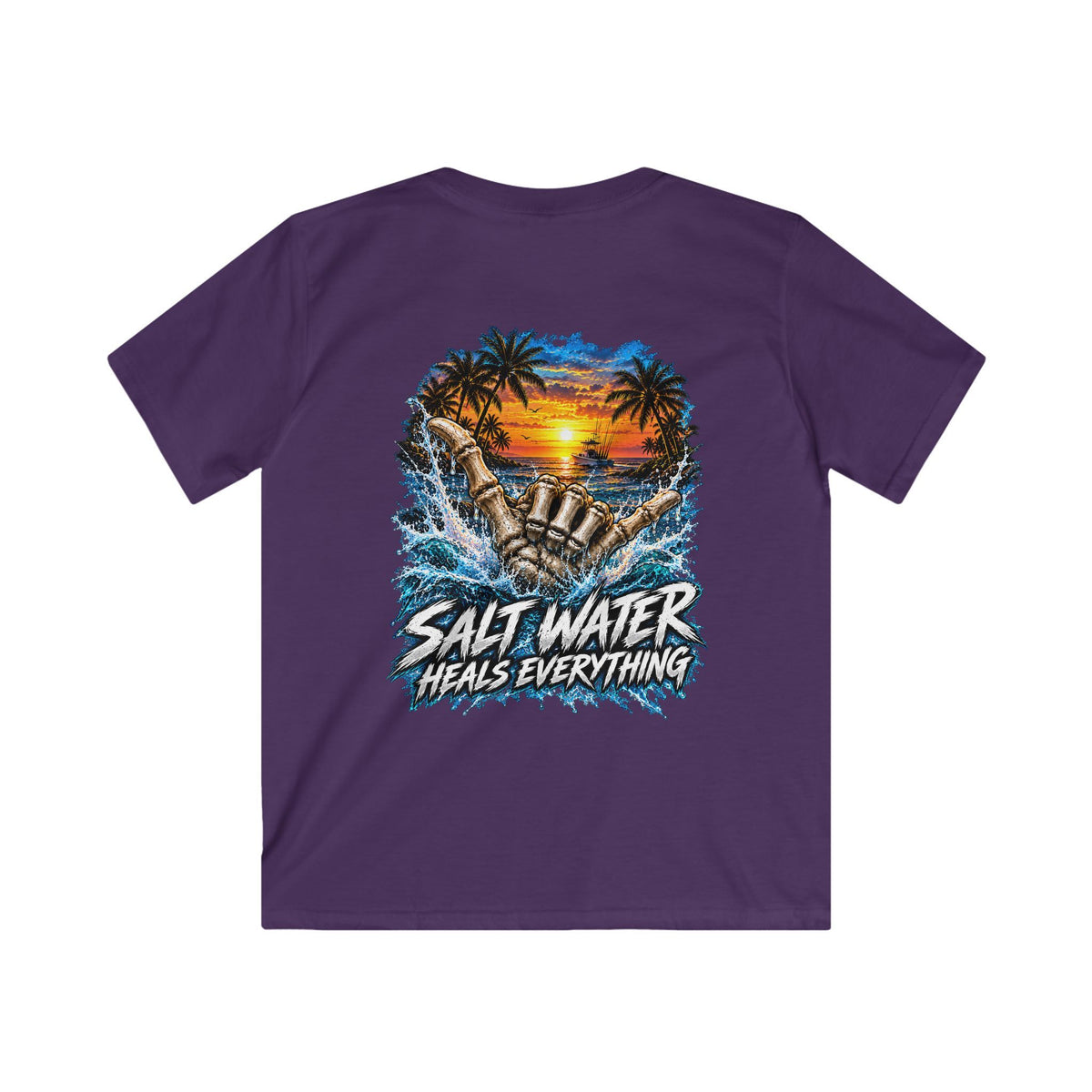 Kids T-Shirt — "Salt Water Heals Everything" Tropical Sunset Beach Tee