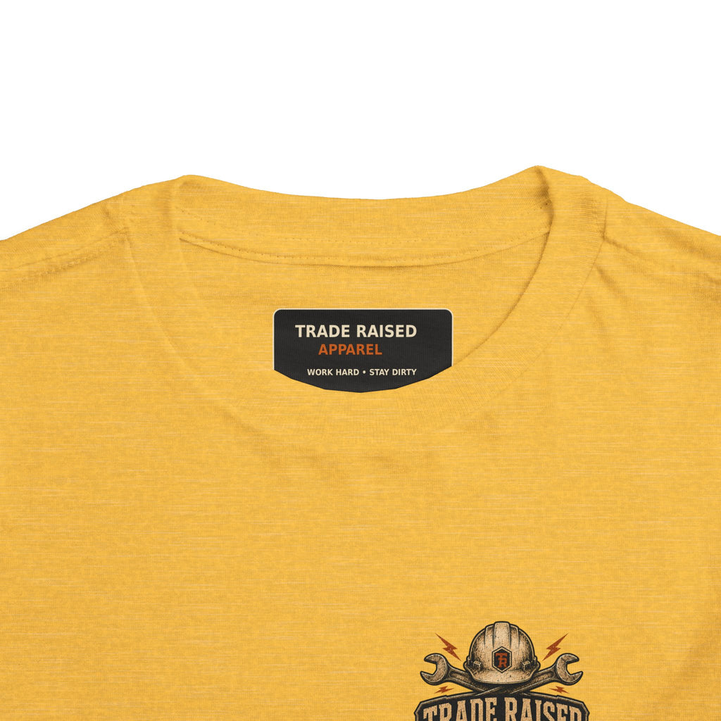 Toddler Tee — "Raised in the Trades" Blue Collar Kid Shirt