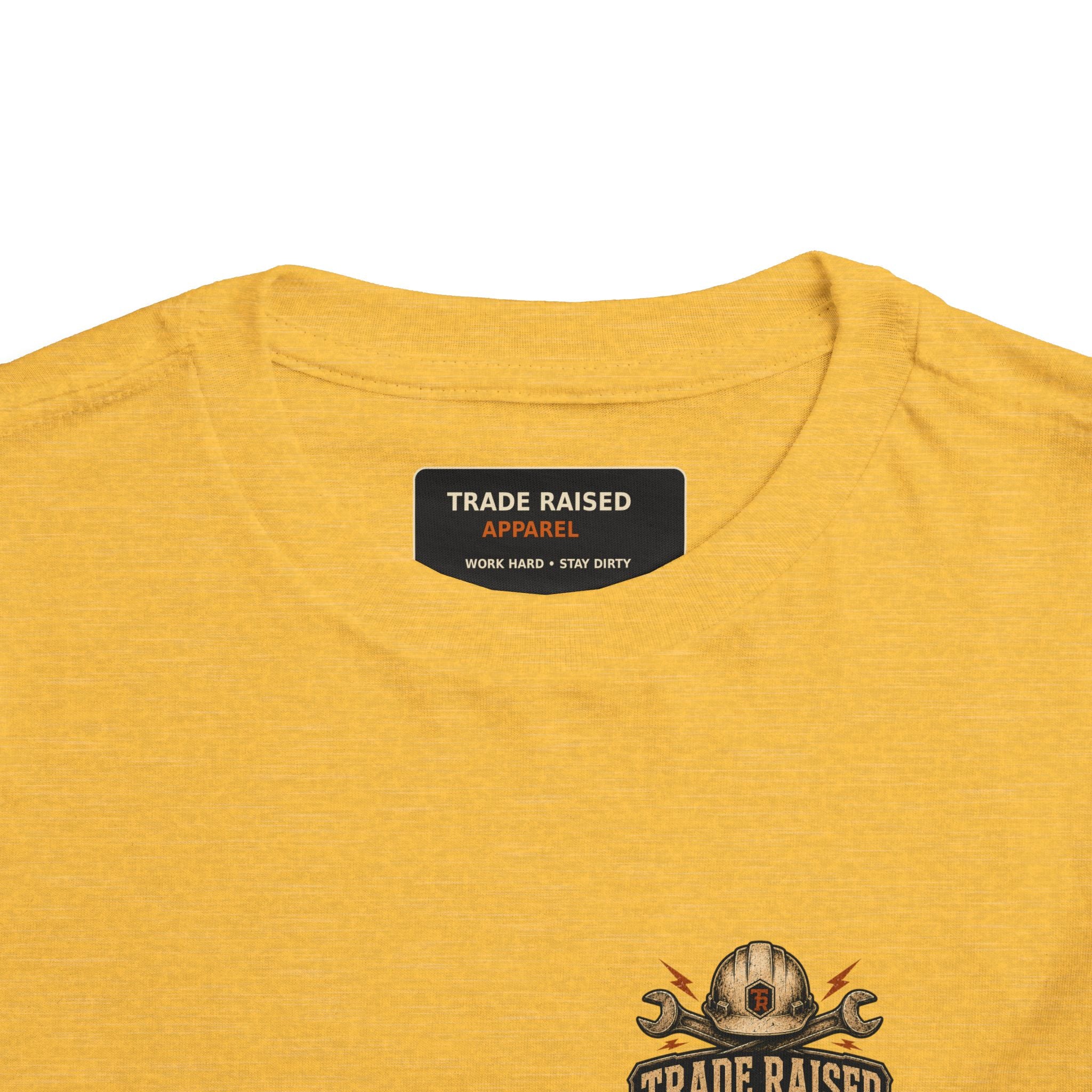 Toddler Tee — "Raised in the Trades" Blue Collar Kid Shirt