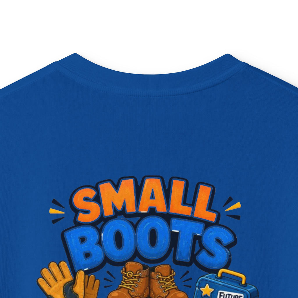 Kids Tee — "Small Boots Big Jobs" Construction Graphic Shirt for Young Builders