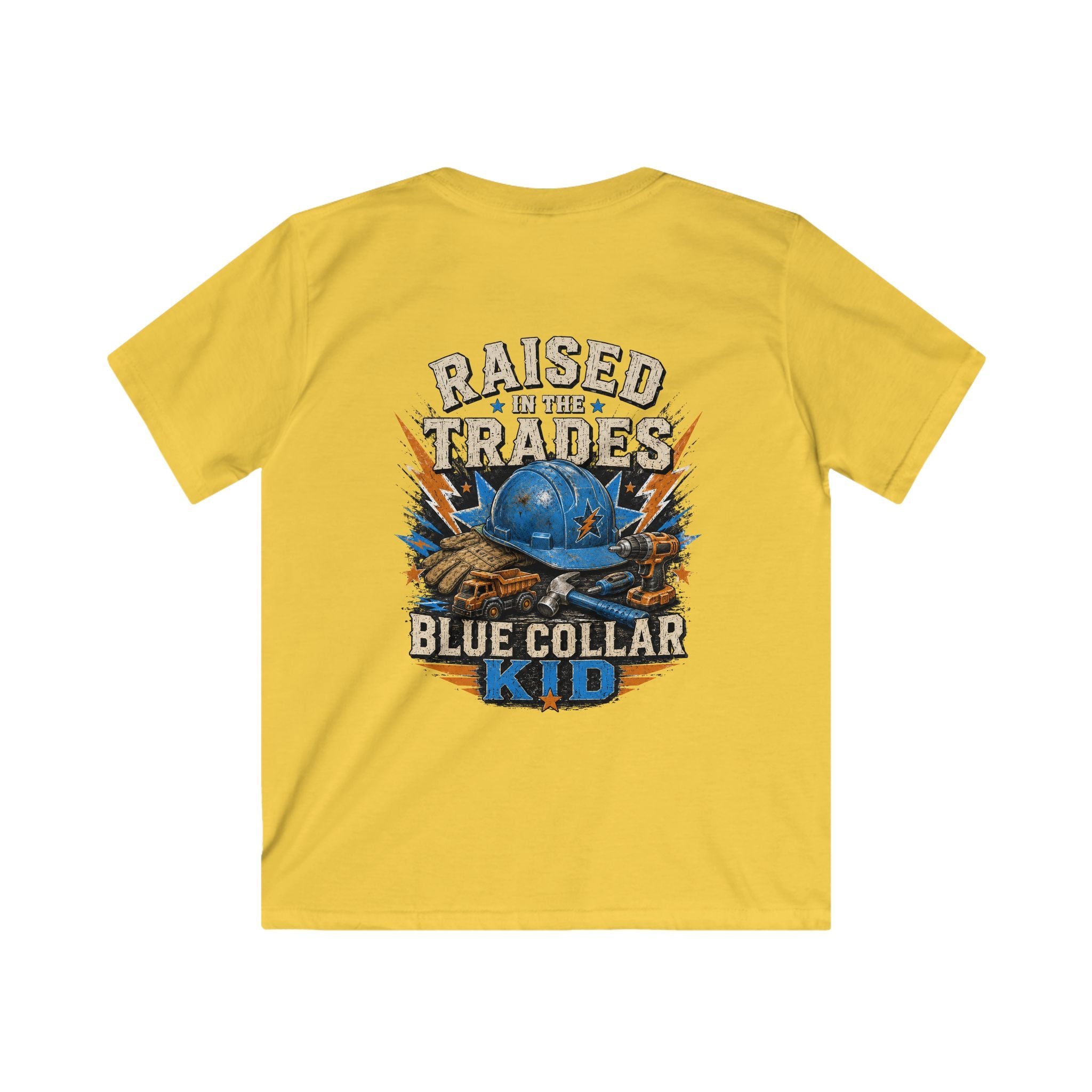 Kids T-Shirt - "Raised With Trades" Blue Collar Kid Graphic Tee