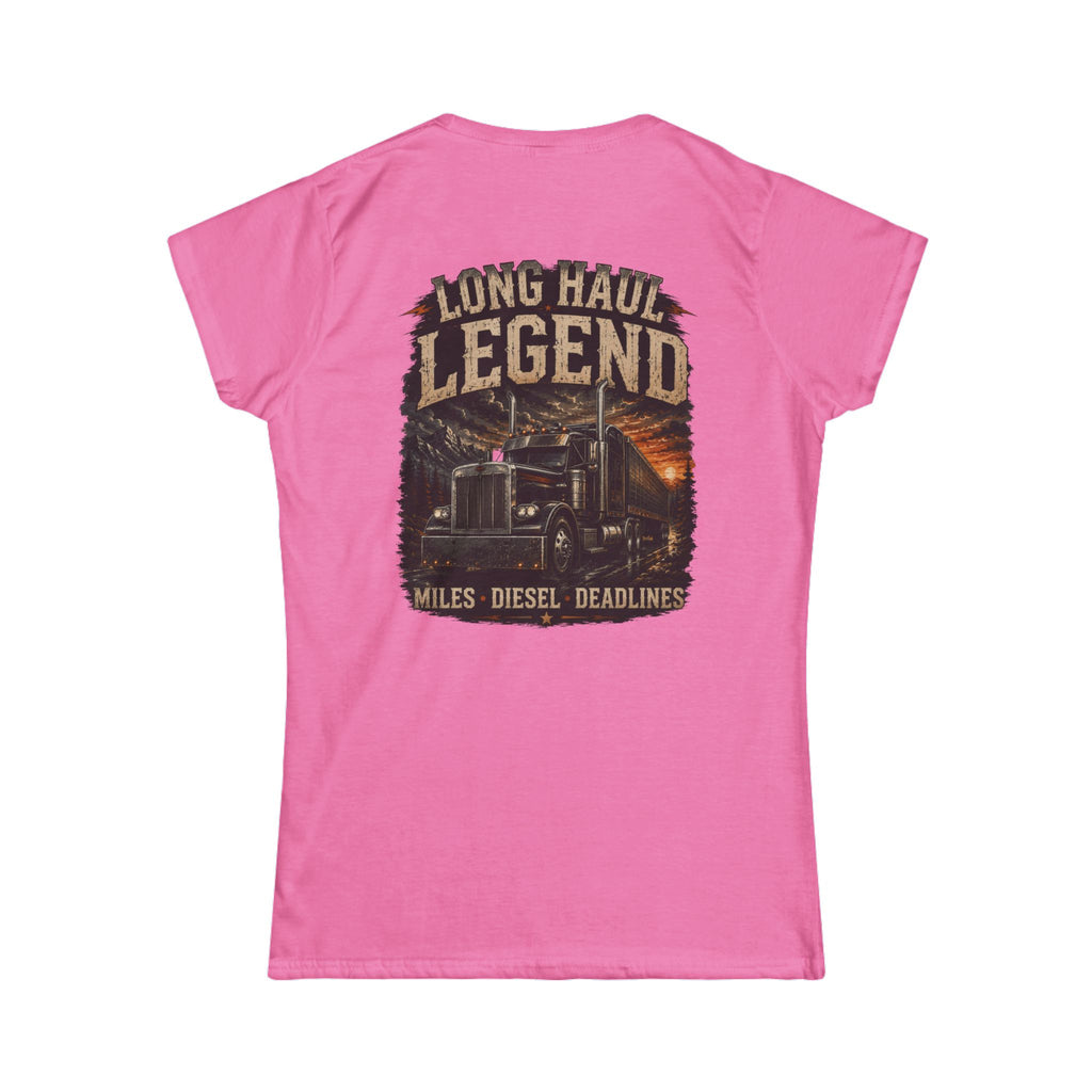 Long Haul Legend Women's Tee – Truck Driver Miles, Diesel Deadlines Graphic Shirt
