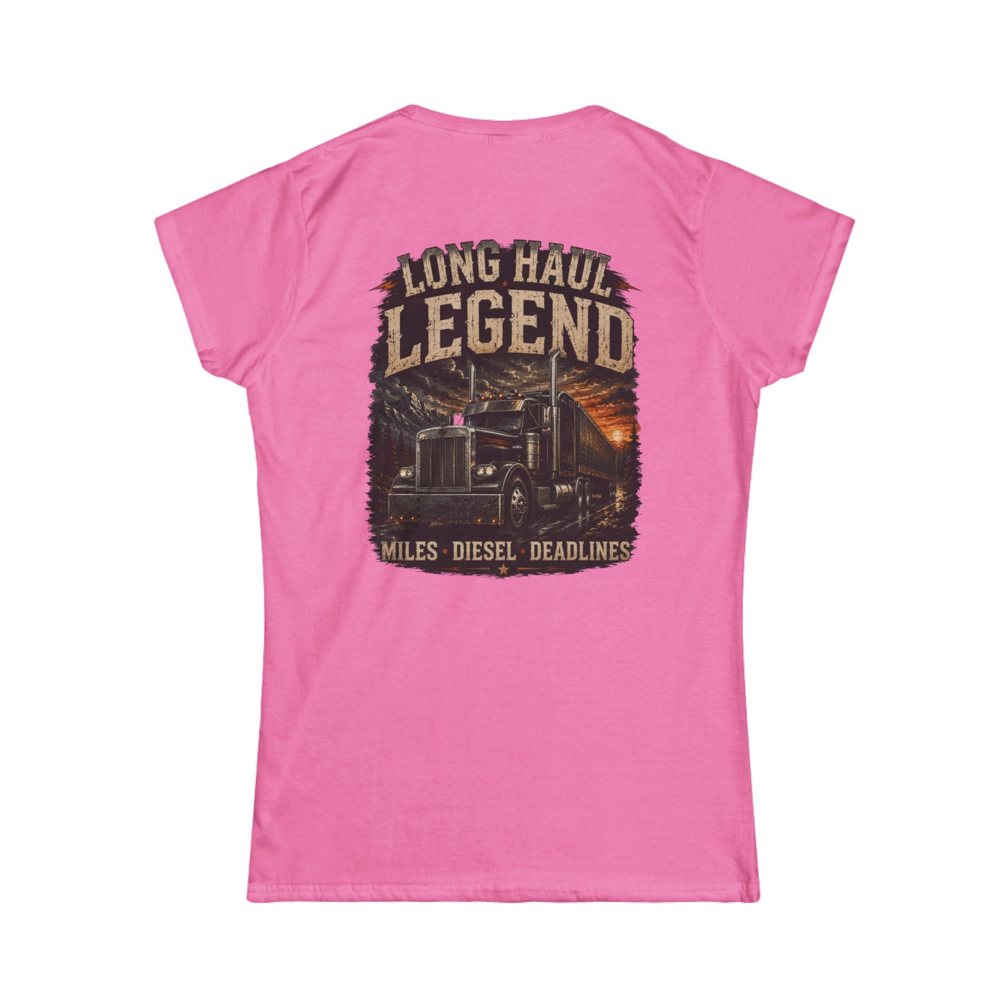 Long Haul Legend Women's Tee – Truck Driver Miles, Diesel Deadlines Graphic Shirt