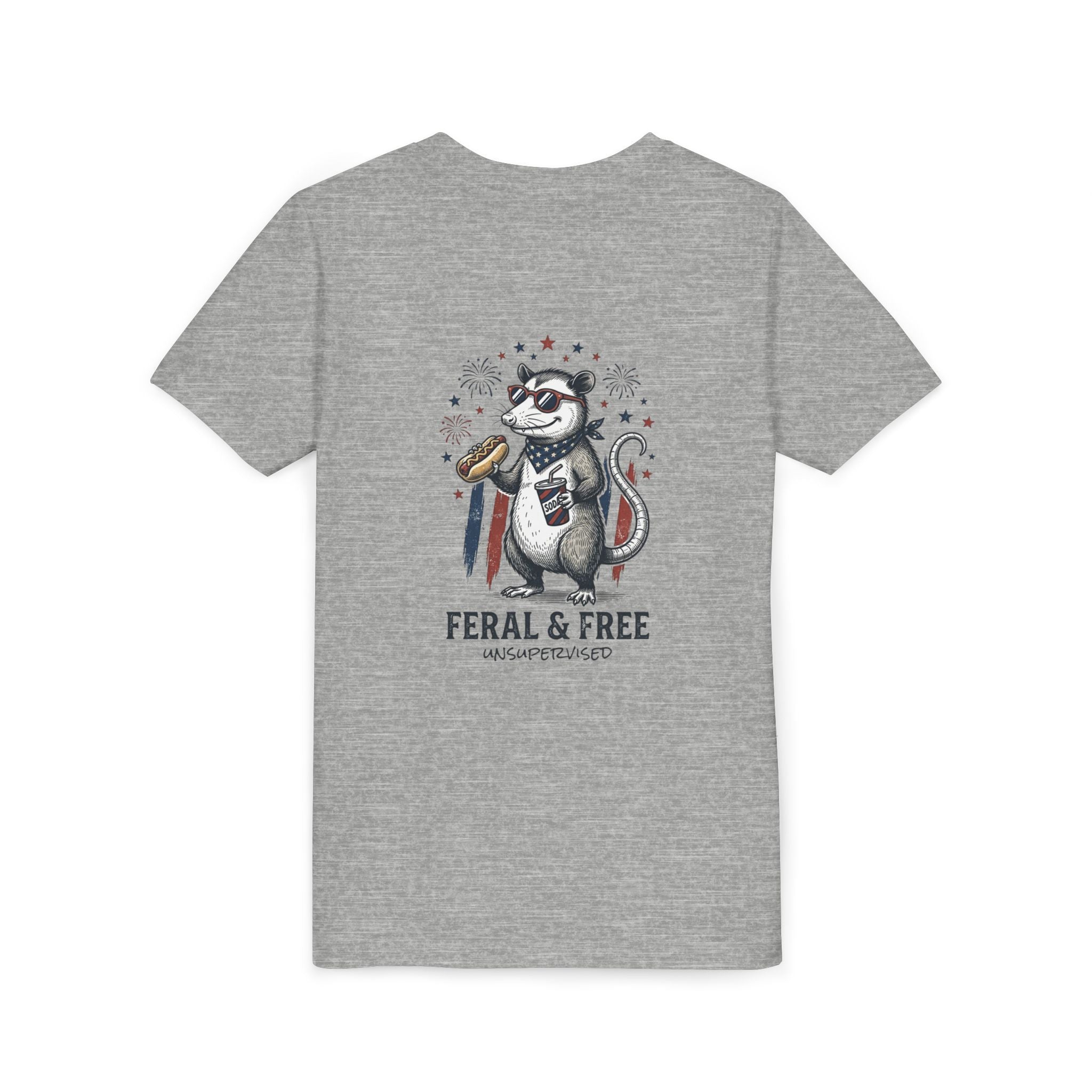 Youth Tee — "Feral & Free" Patriotic Possum Kids' Short Sleeve T-Shirt