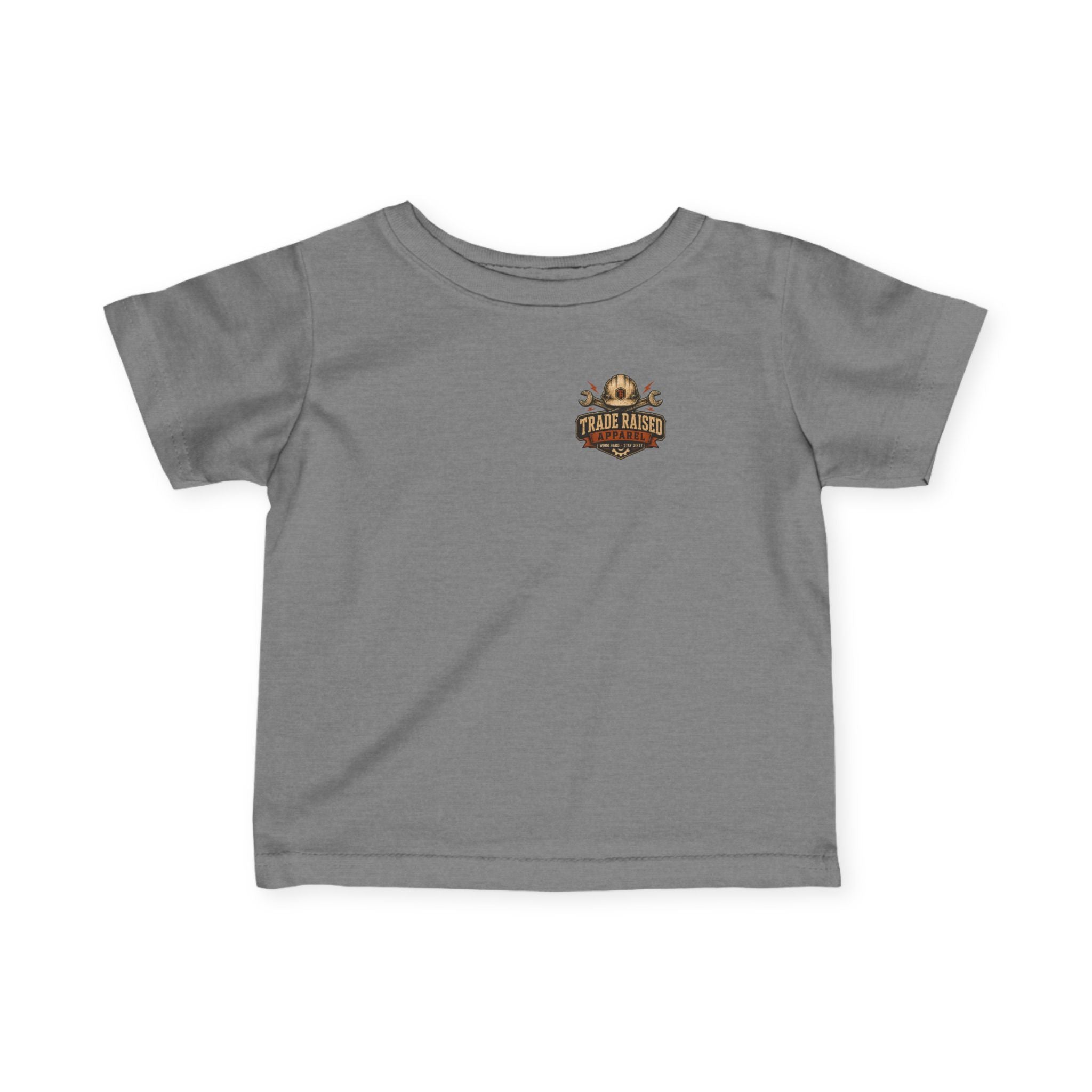 Infant Tee — “Small Boots Big Jobs” Construction Baby Shirt