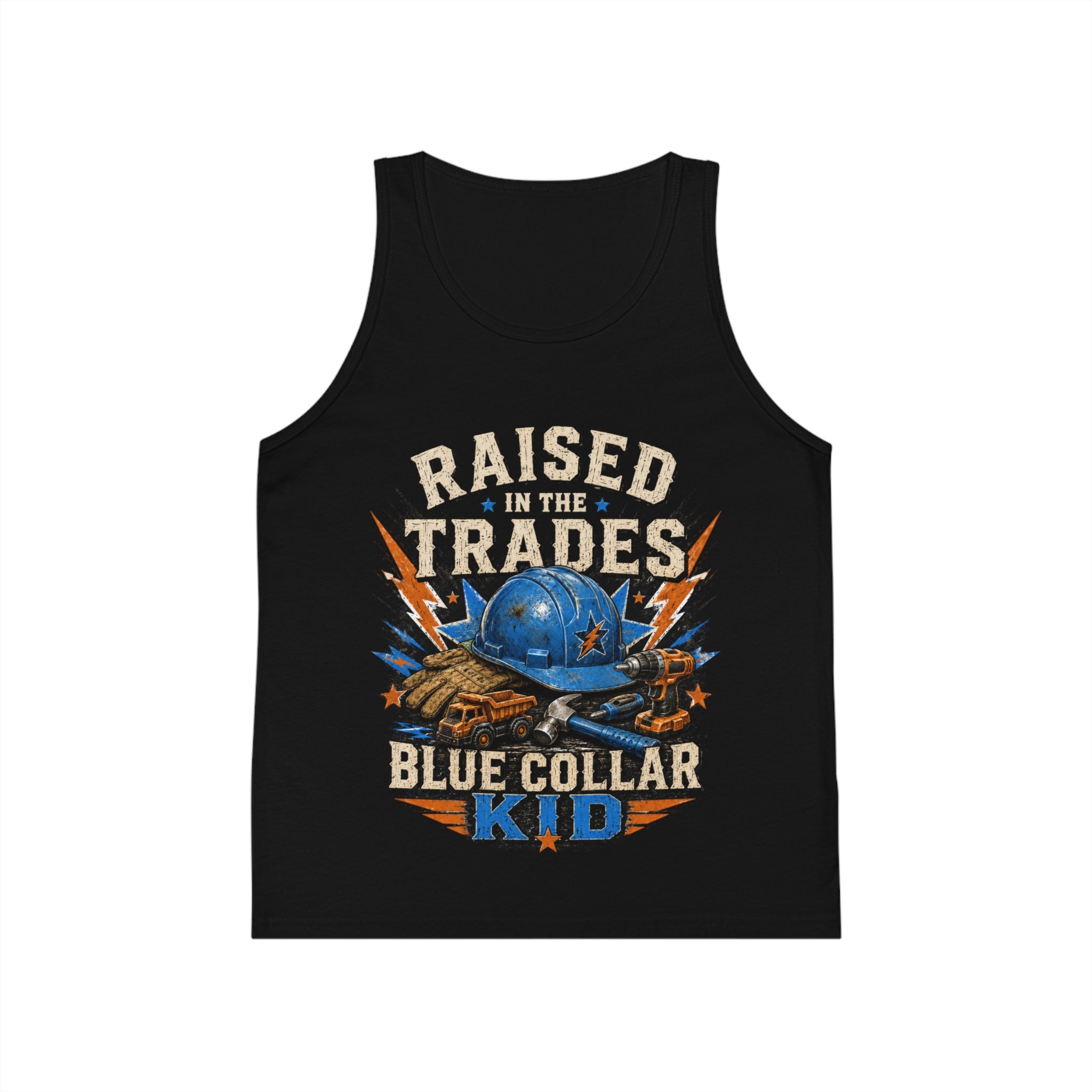 Raised by the Trades Blue Collar Kid Tank Top (Kids)